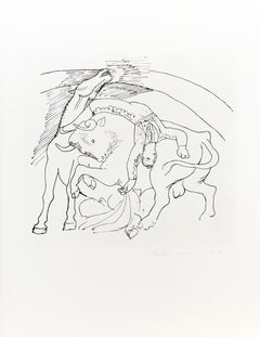 Taureau et Cheval, kubistische Lithographie von Pablo Picasso