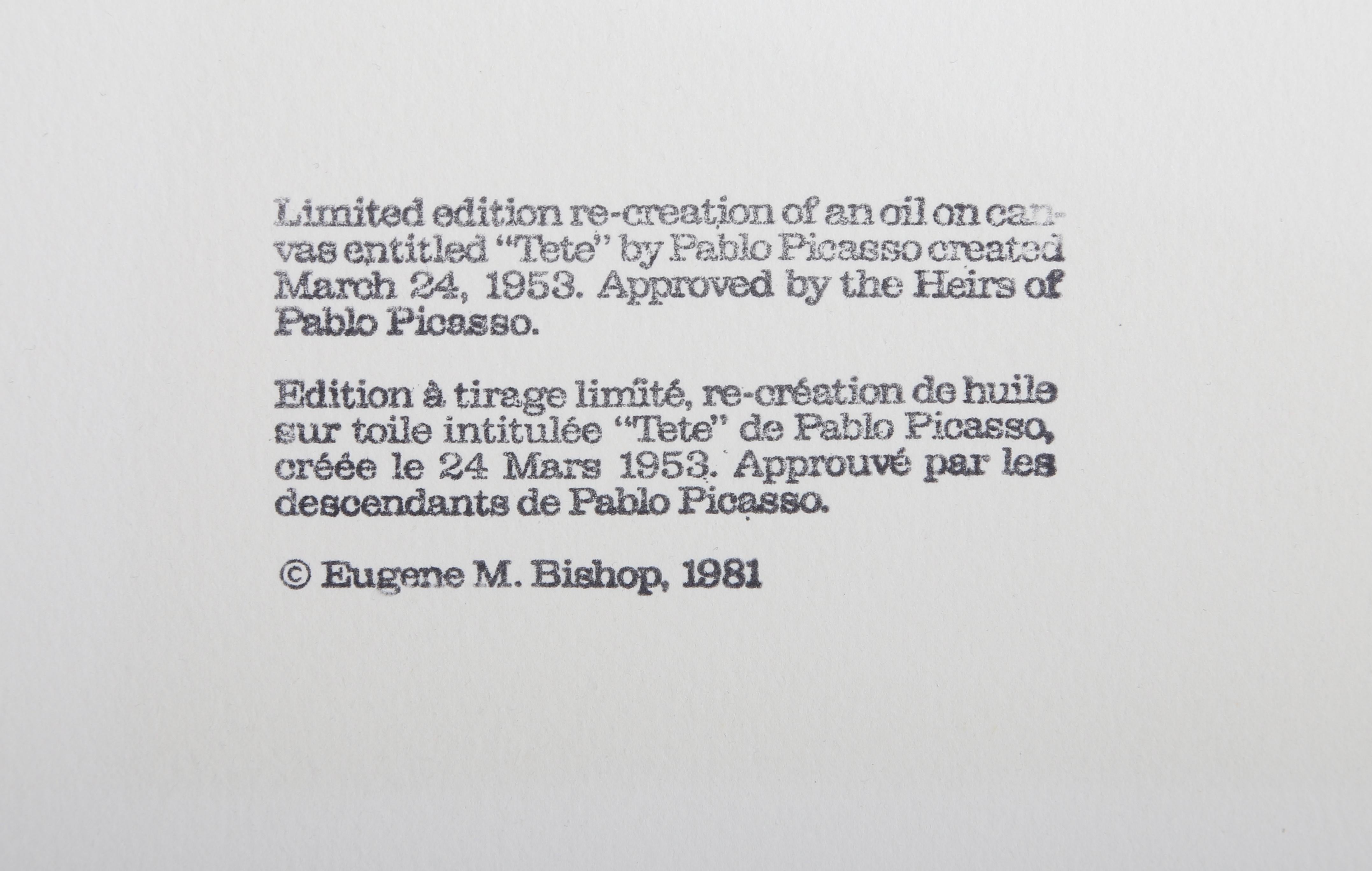 Tete, Cubist Lithograph after Pablo Picasso For Sale 1