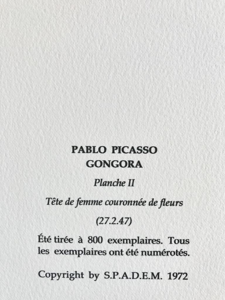  	Tete de femme couronnée de fleurs (Suite Gongora Planche II) - Contemporary Print by Pablo Picasso