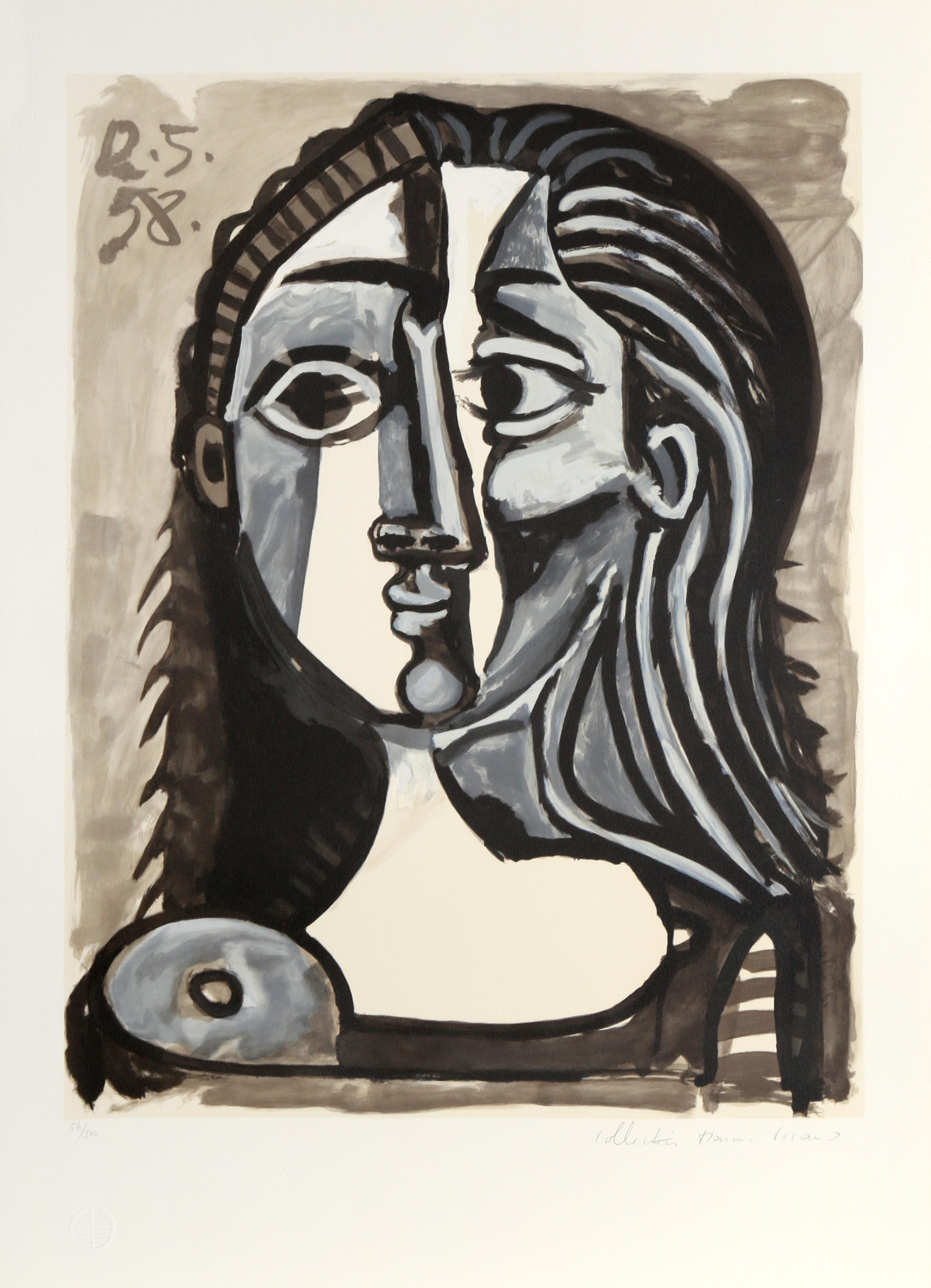 Tete de Femme, Cubist Lithograph After Pablo Picasso