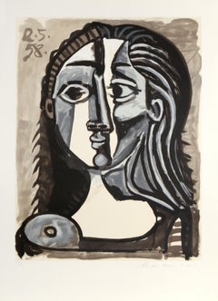 Tete de Femme, Cubist Lithograph After Pablo Picasso