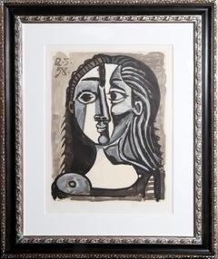 Tete de Femme, kubistische Lithographie von Pablo Picasso