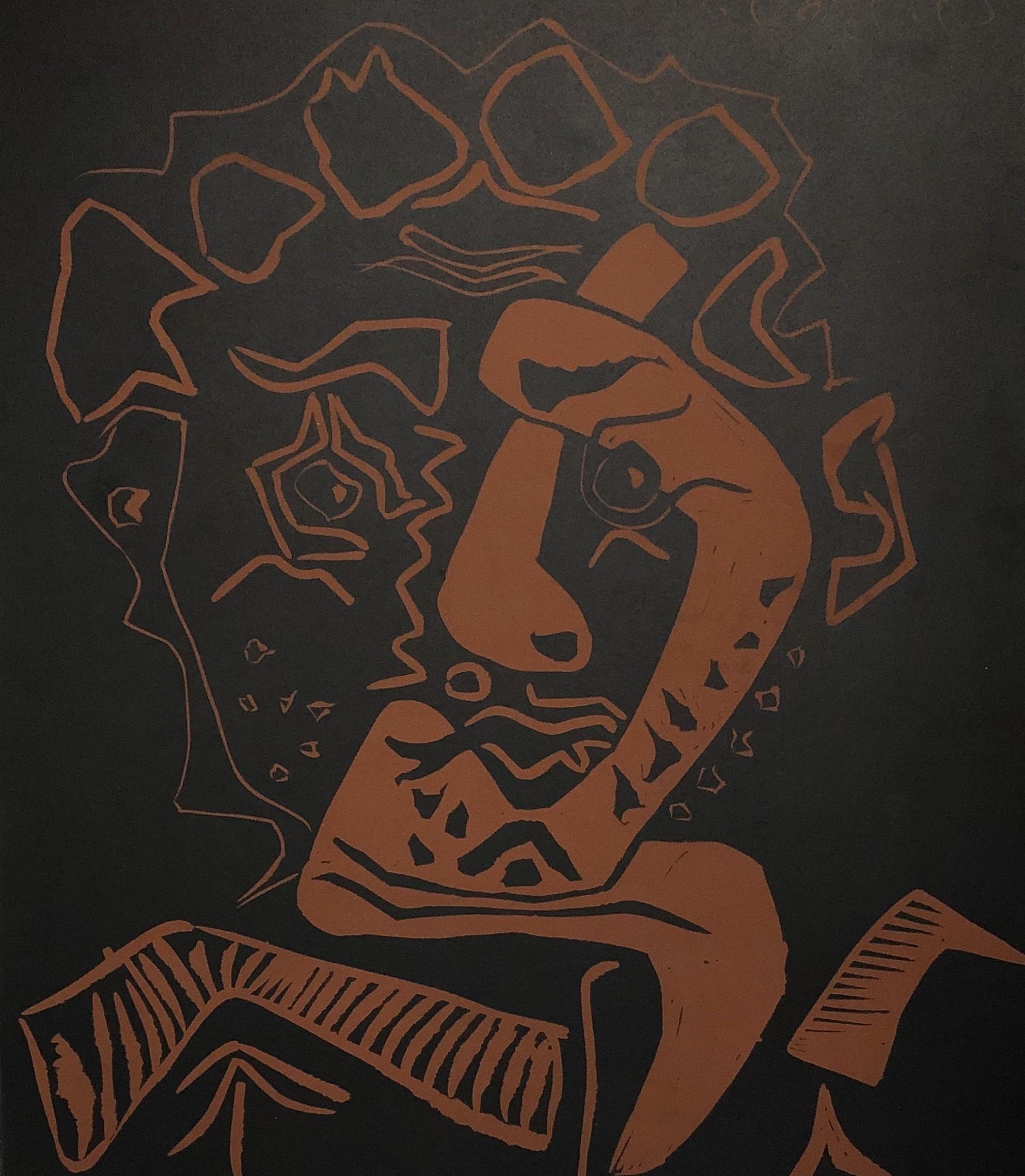 Tête d'Histrion - Original Linocut Handsigned and Numbered - Print by Pablo Picasso