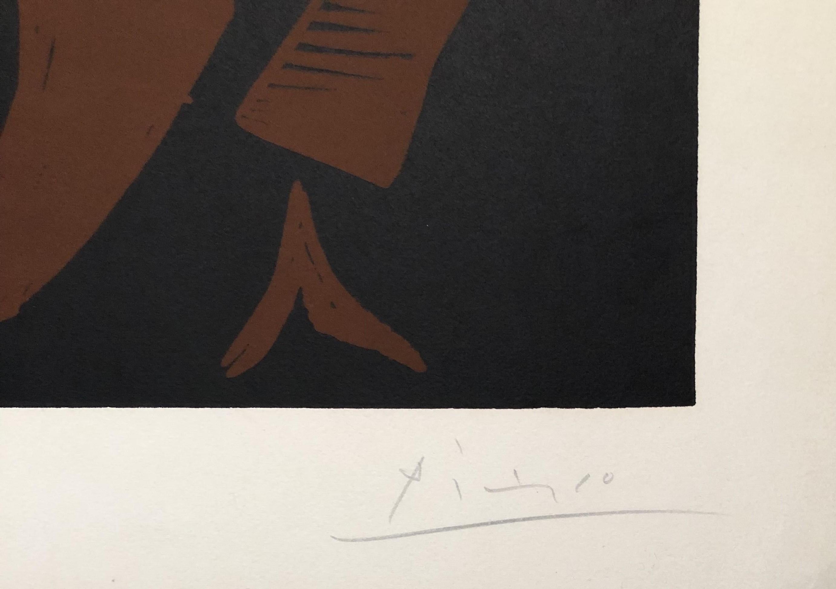Tête d'Histrion - Original Linocut Handsigned and Numbered - Black Portrait Print by Pablo Picasso
