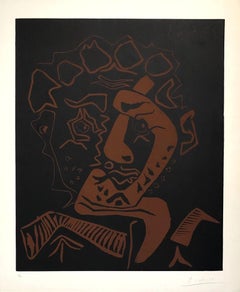 Tête d'Histrion - Original Linocut Handsigned and Numbered