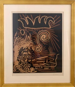 Tetes: Le Vieux Buffon (Bloch 1104), Linocut di Picasso firmato