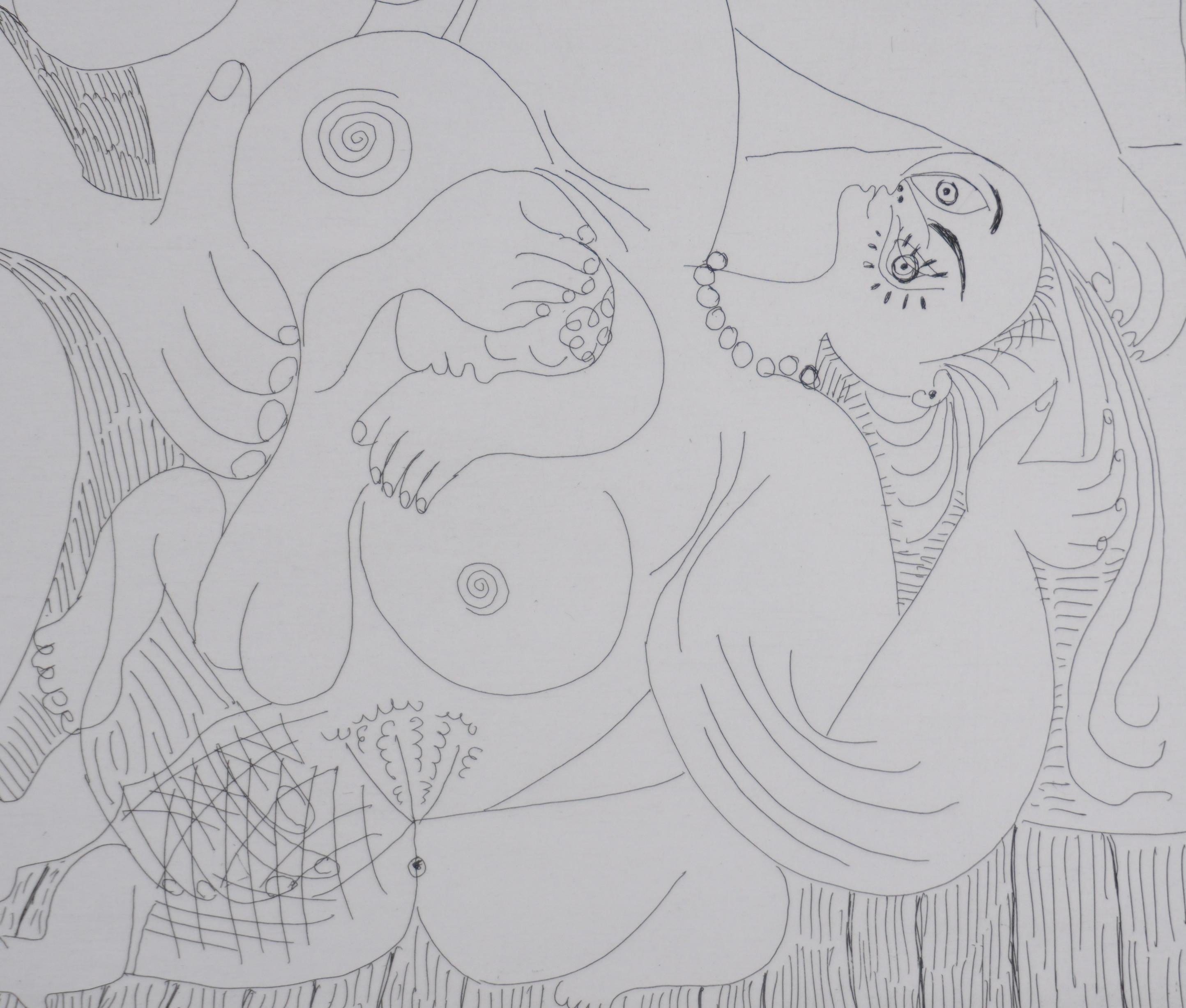 Pablo PICASSO (1881-1973)
Los 156, En torno al baño turco (lámina 49), 1978

Grabado original (taller de Crommelynck)
Firmado con sello
Justificado HC B/C
Sobre vitela, 41,5 x 48 cm (c. 16,33 x 18,89 pulg.)

REFERENCIA:
- Catálogo razonado Bloch nº