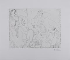 Los 156, Alrededor del baño turco - Aguafuerte original, Firmado (Baer #1910)