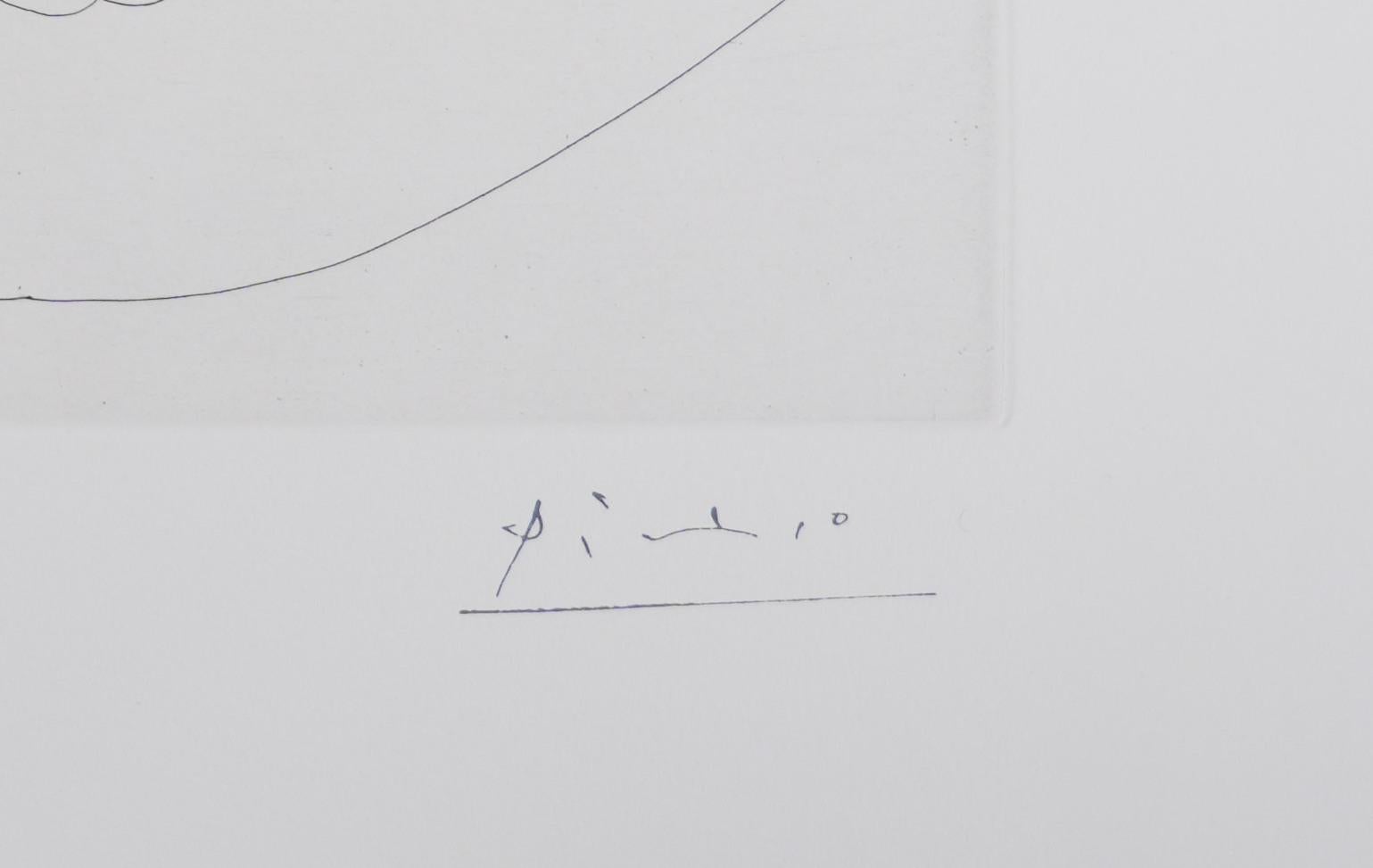 Il 156, uomo barbuto che fantastica - Acquaforte originale, firmata (Baer #1986) - Print di Pablo Picasso