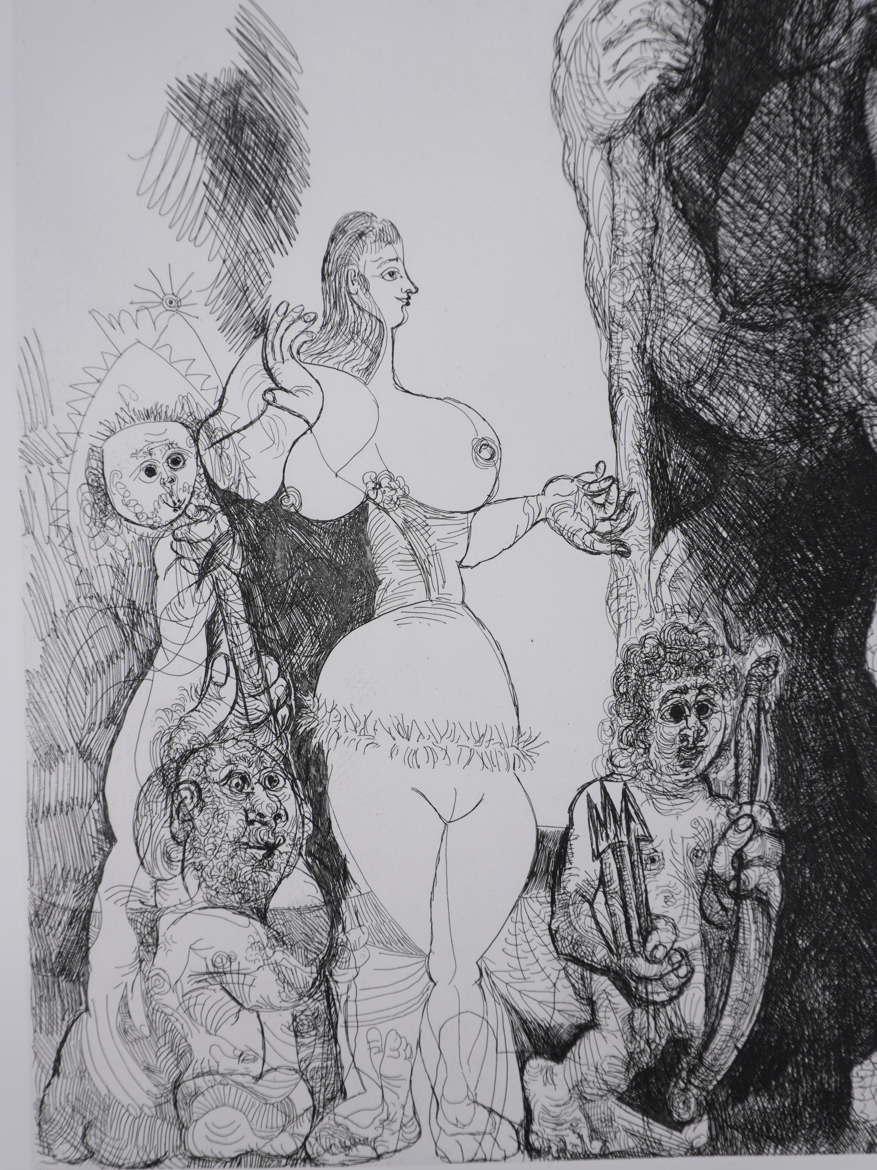 Il 156, Cupido che si avventura tra le donne - Acquaforte originale, firmata (Baer #1873) in vendita 1