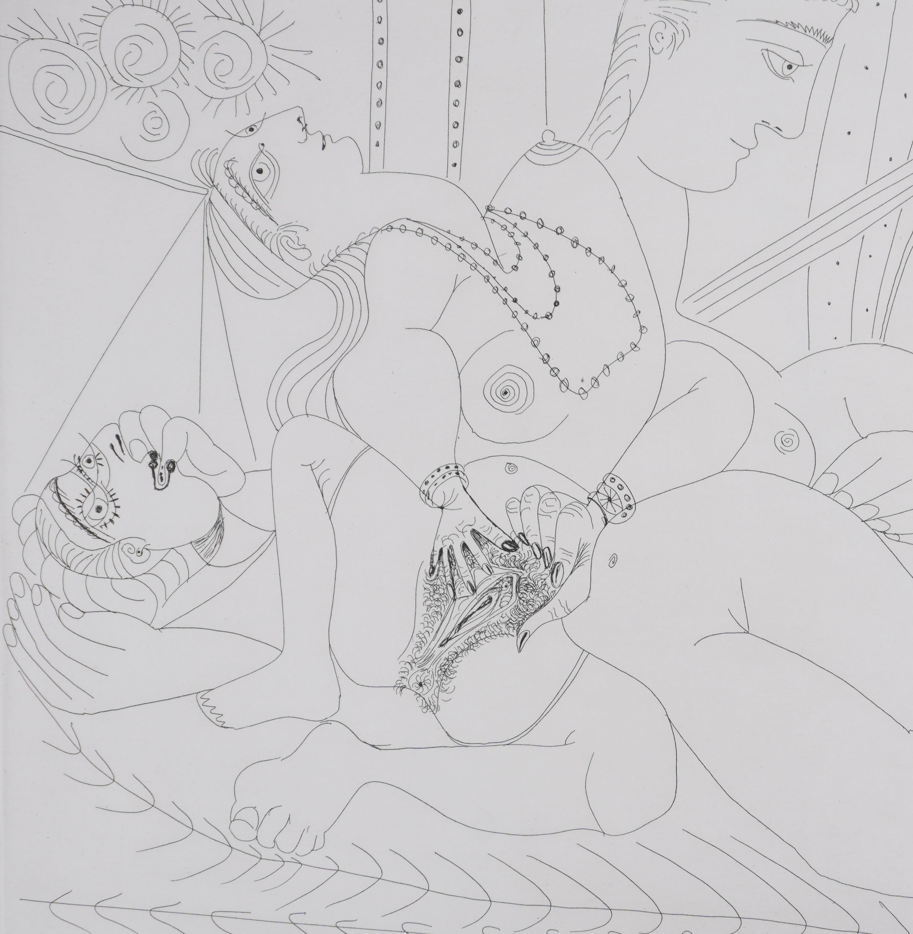 La 156, Dega stupito - Acquaforte originale, firmata (Baer #1975) - Nude Print Grigio di Pablo Picasso