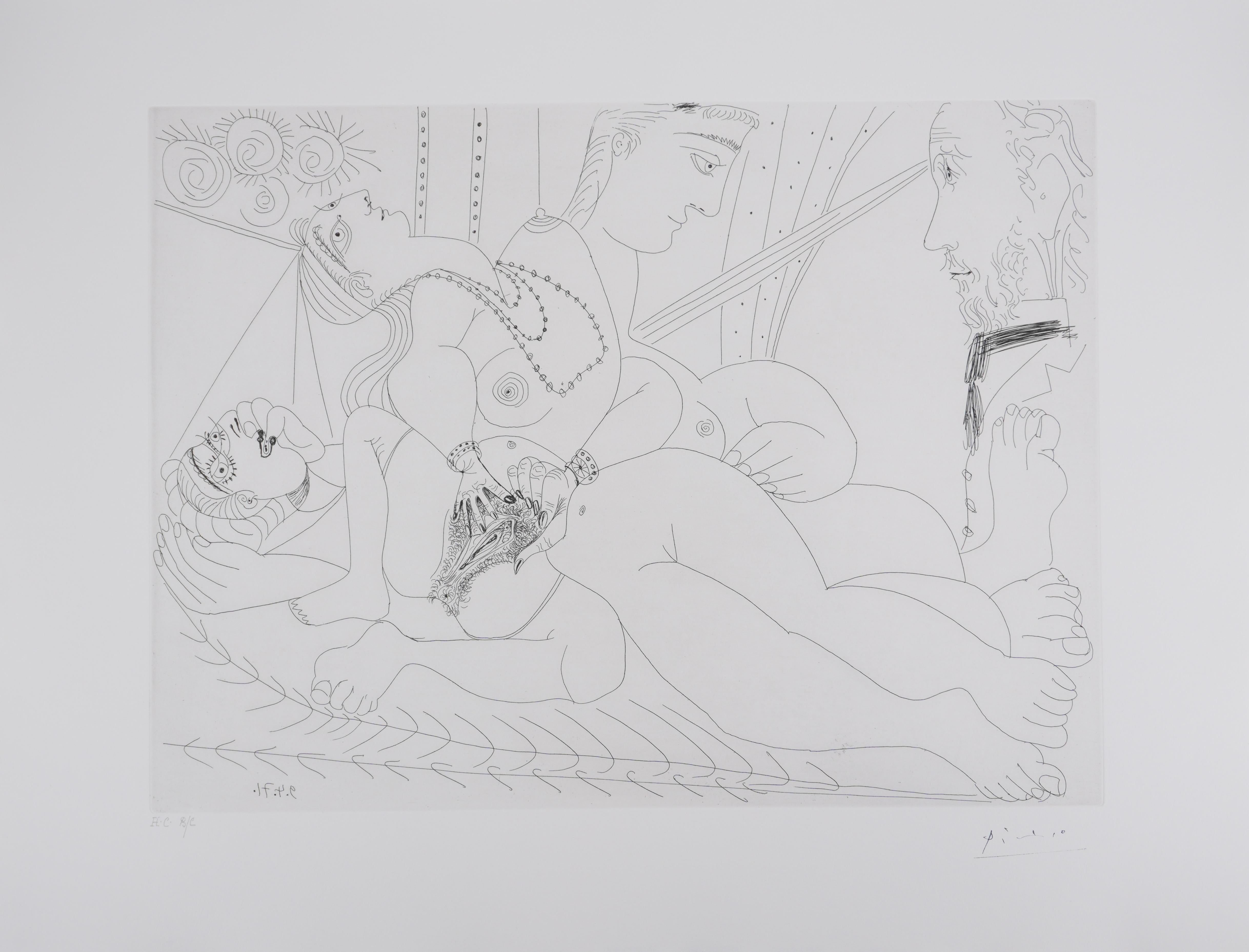 Nude Print di Pablo Picasso - La 156, Dega stupito - Acquaforte originale, firmata (Baer #1975)