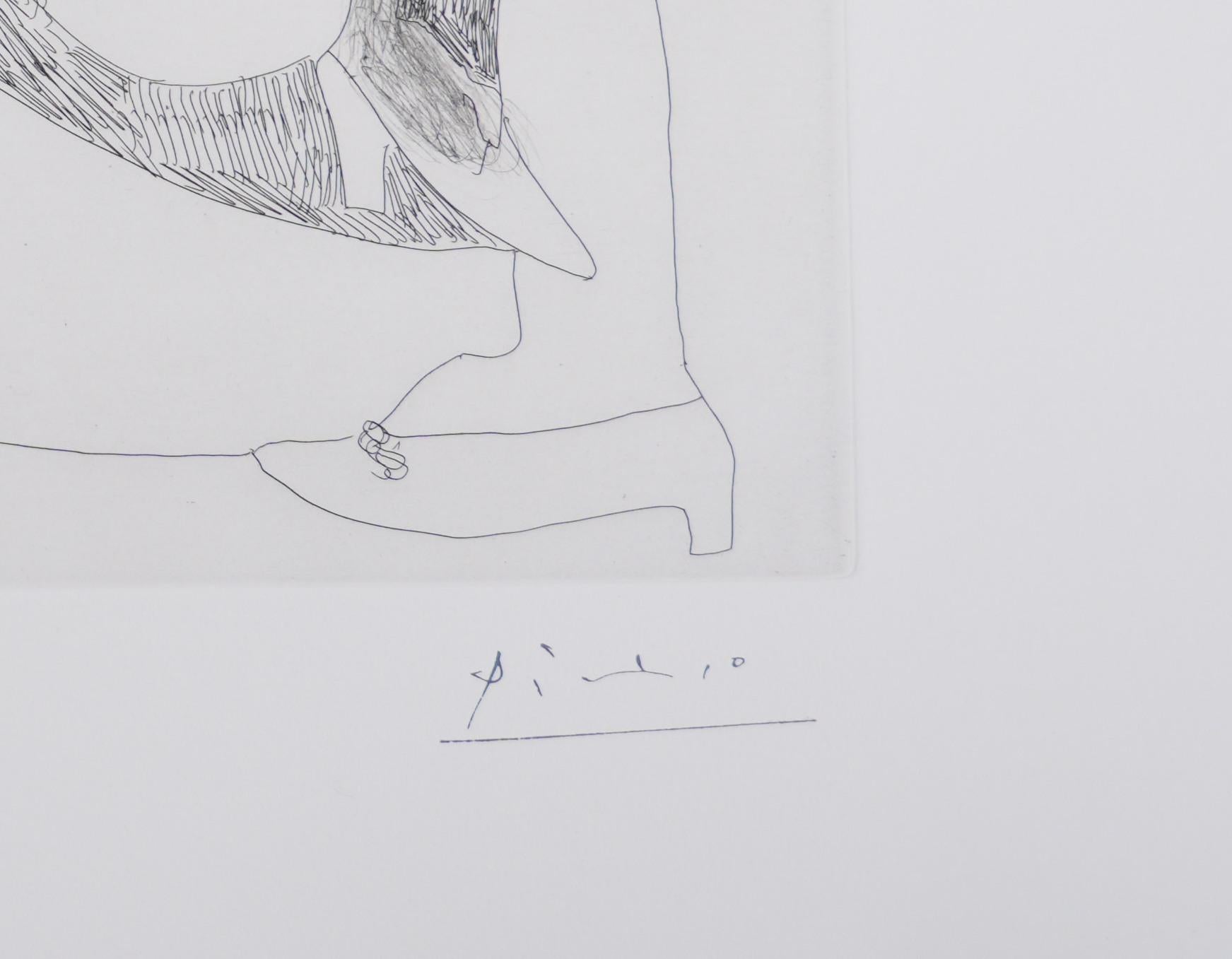 Die 156, Degas Denken, Mädchen - Original-Radierung, signiert (Baer #1974) – Print von Pablo Picasso