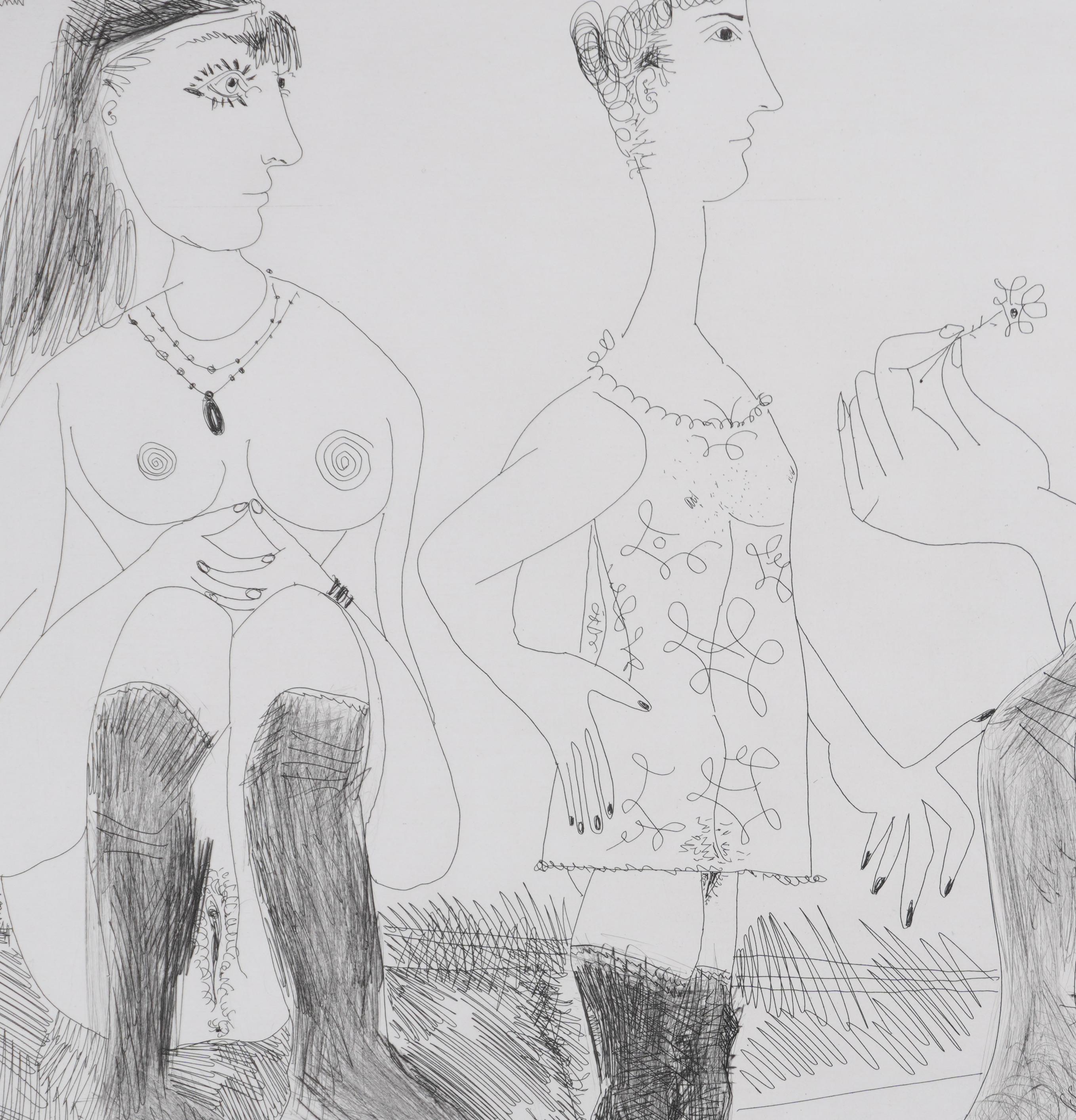 Pablo PICASSO (1881-1973)
The 156, Degas Thinking, Mädchen unter sich (Tafel 110), 1978

Original-Radierung (Werkstatt Crommelynck)
Unterzeichnet mit Stempel
Gerechtfertigt HC B/C
Auf Vellum, 50 x 66 cm (ca. 19,68 x 25,98 in)

REFERENZ:
-