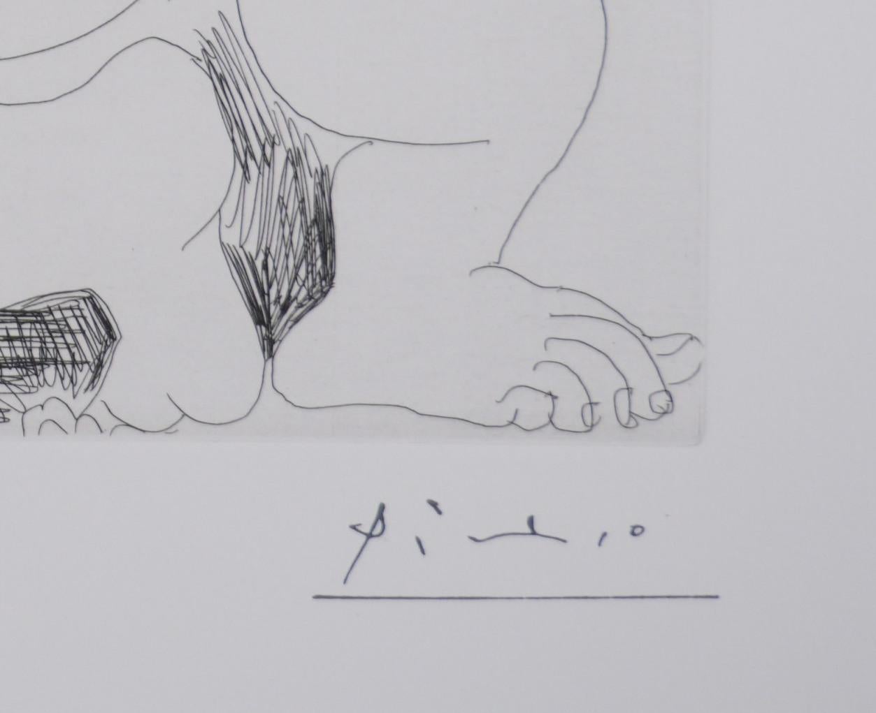 Los 156, No mires, hijo mío - Grabado original, firmado (Baer #1957) - Print de Pablo Picasso