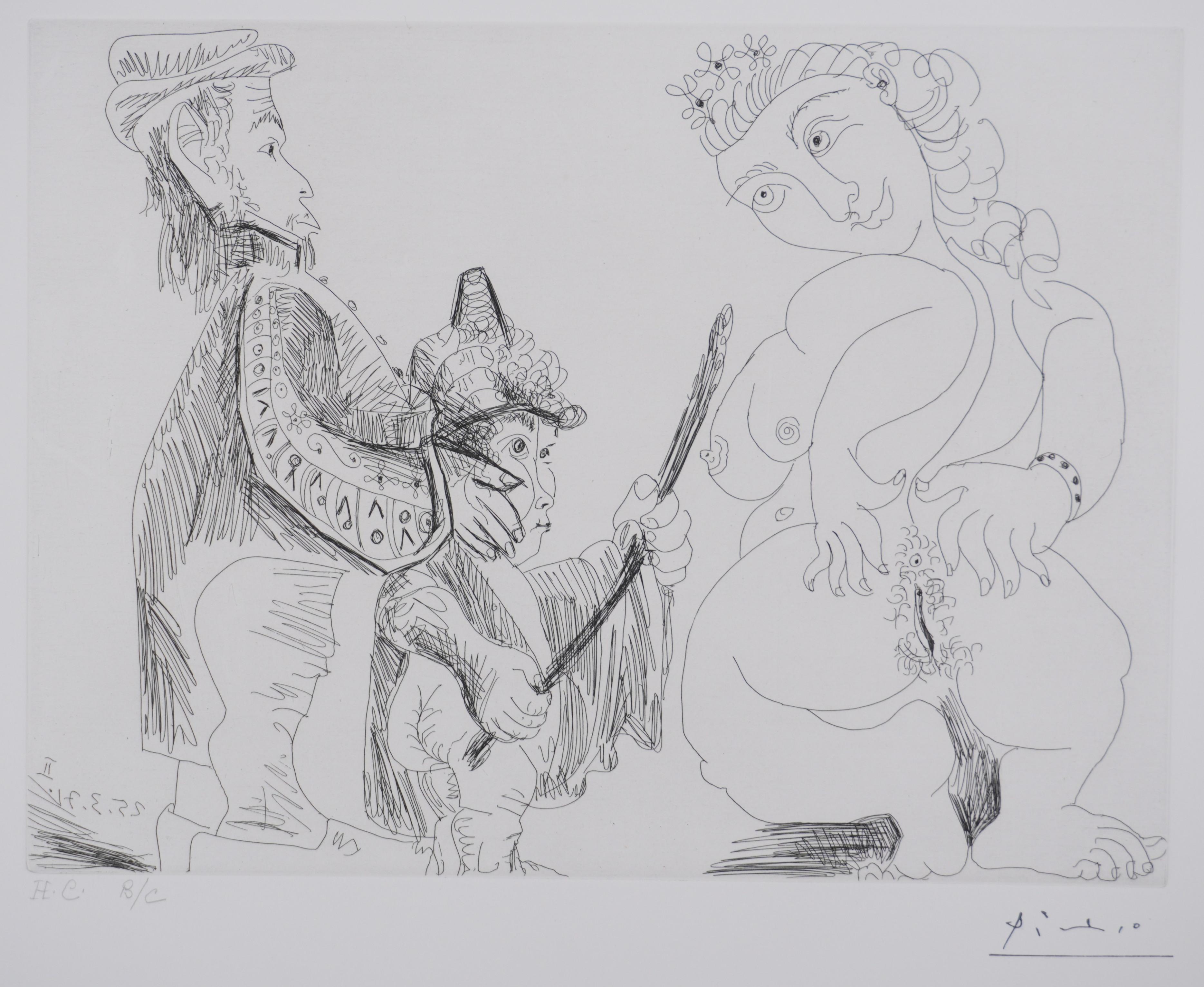 Los 156, No mires, hijo mío - Grabado original, firmado (Baer #1957) - Print Cubista de Pablo Picasso