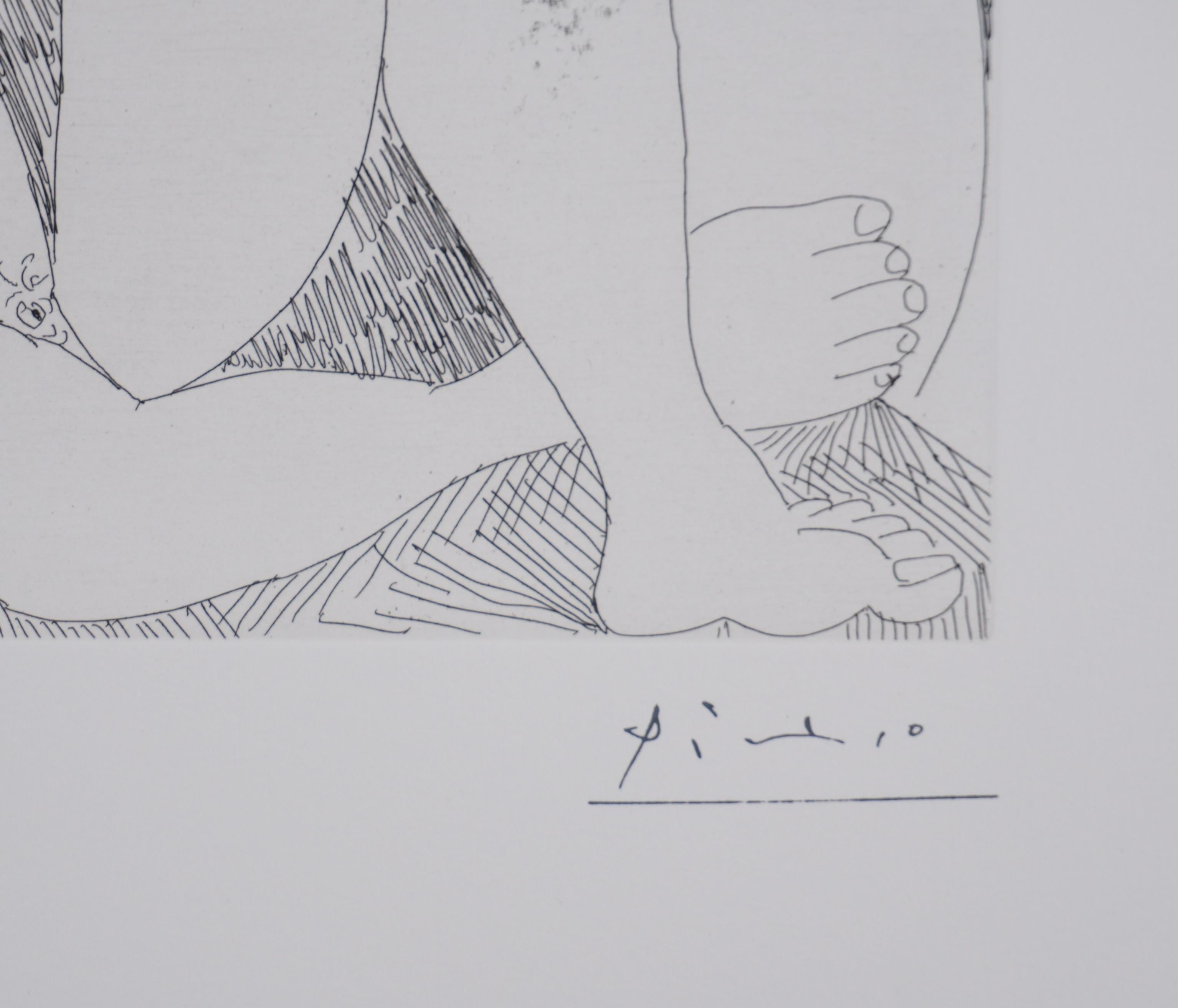 The 156, Flower Woman and Bearded Man  - Original Etching, Signed (Baer #1968) - Print by Pablo Picasso