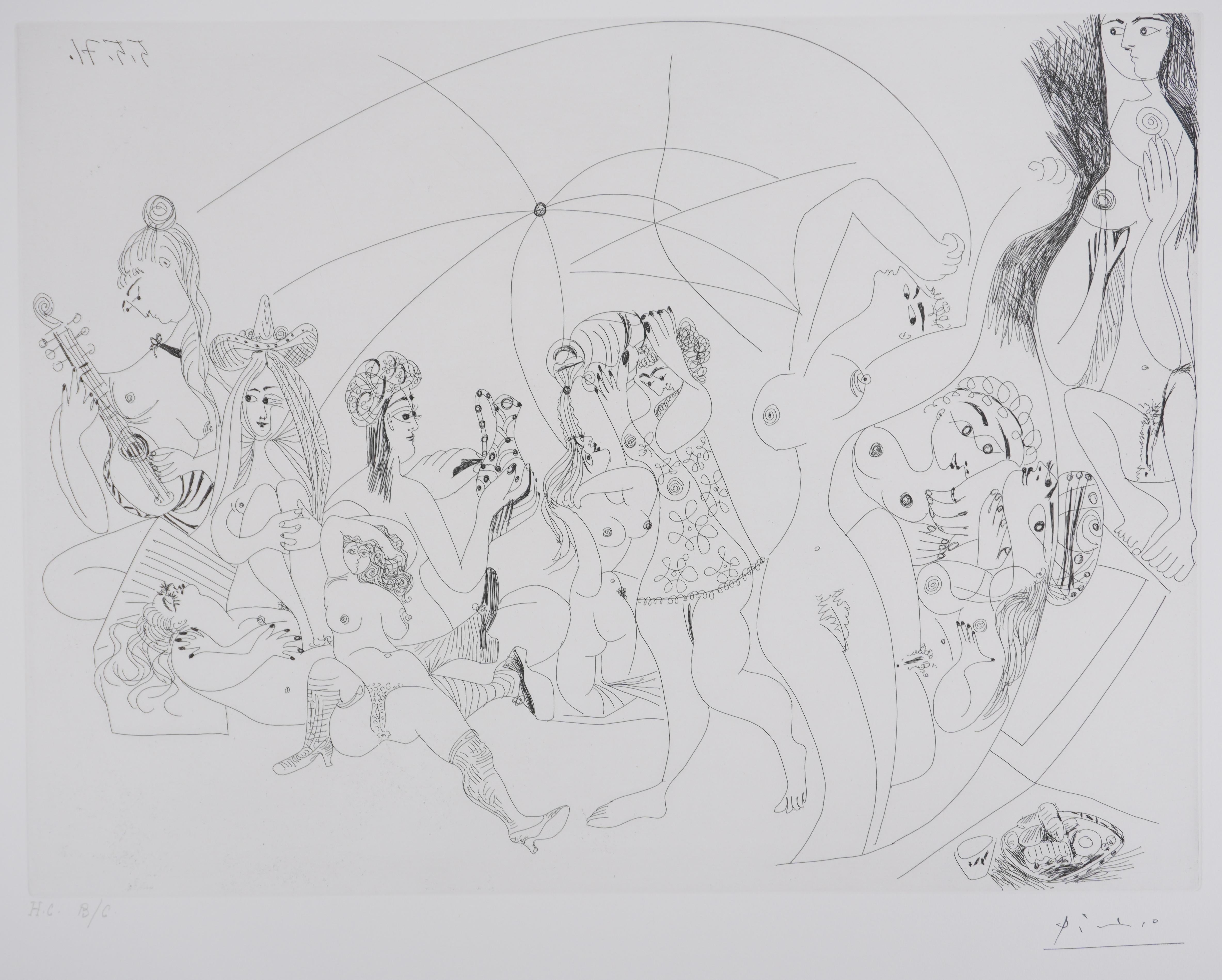 The 156, Games, Music, and Cakes - Gravure originale, signée (Baer #1983) - Print de Pablo Picasso