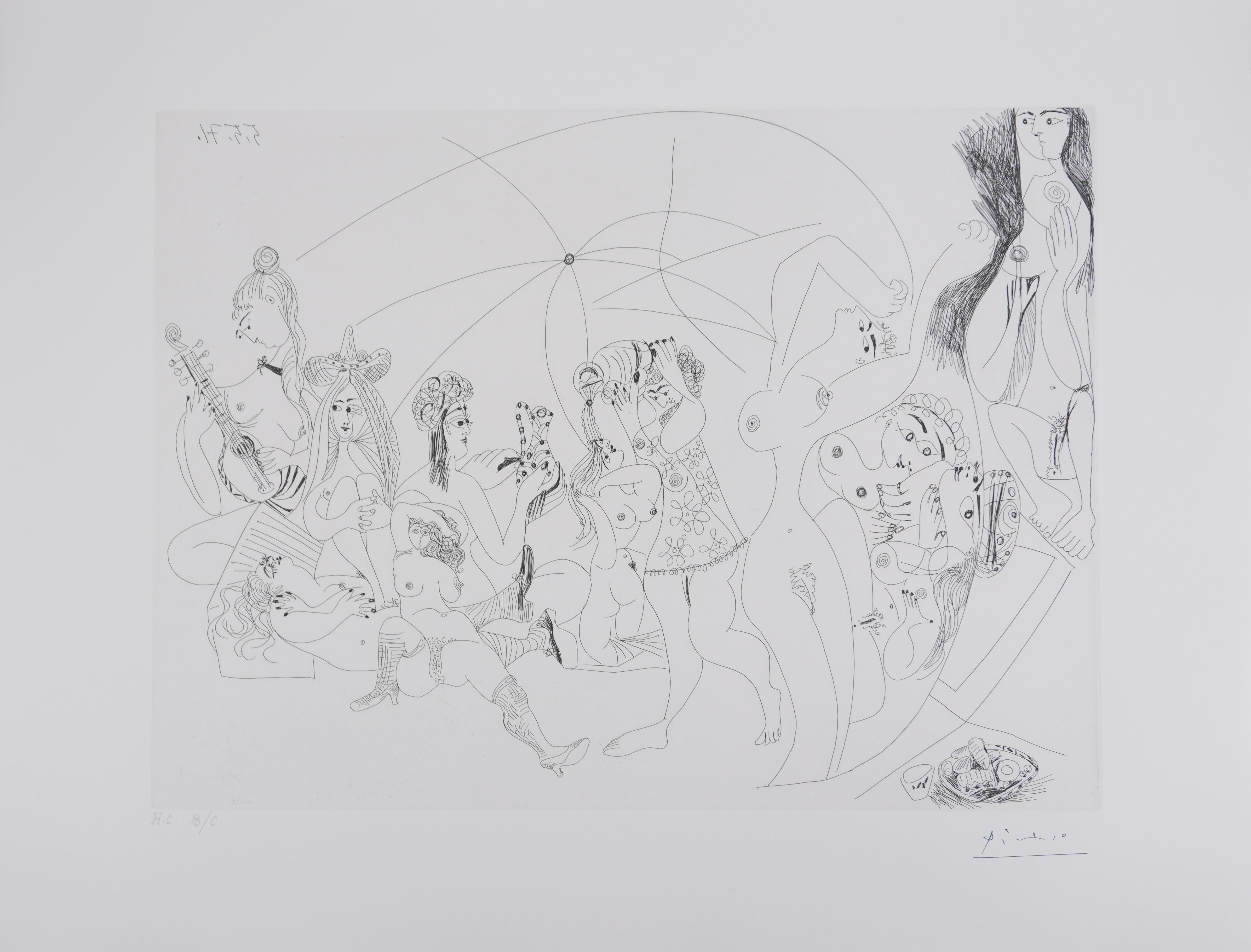 The 156, Games, Music, and Cakes - Original Etching, Signed (Baer #1983)