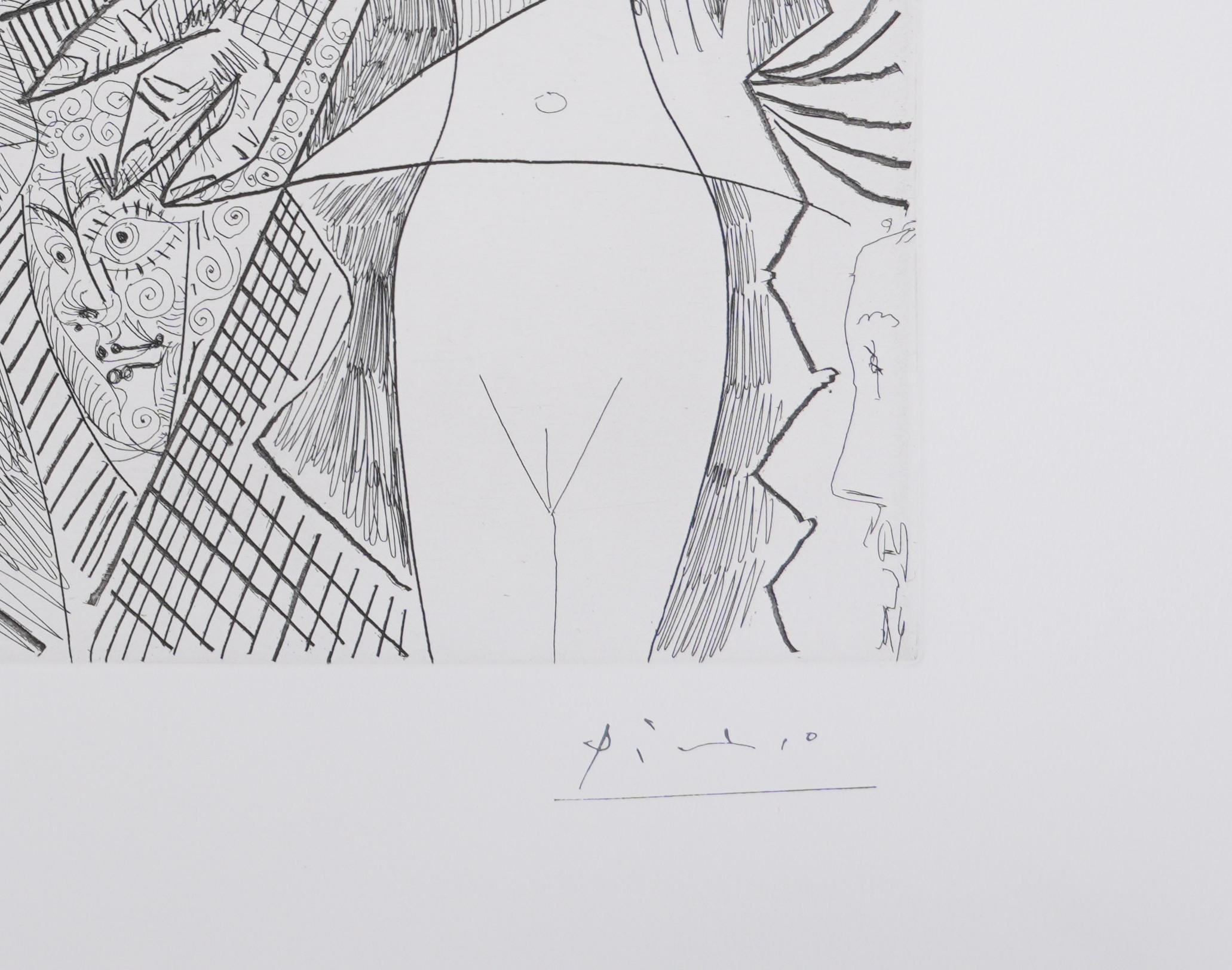 Die 156, Mädchen hören zu... - Original-Radierung, signiert (Baer #1972) – Print von Pablo Picasso