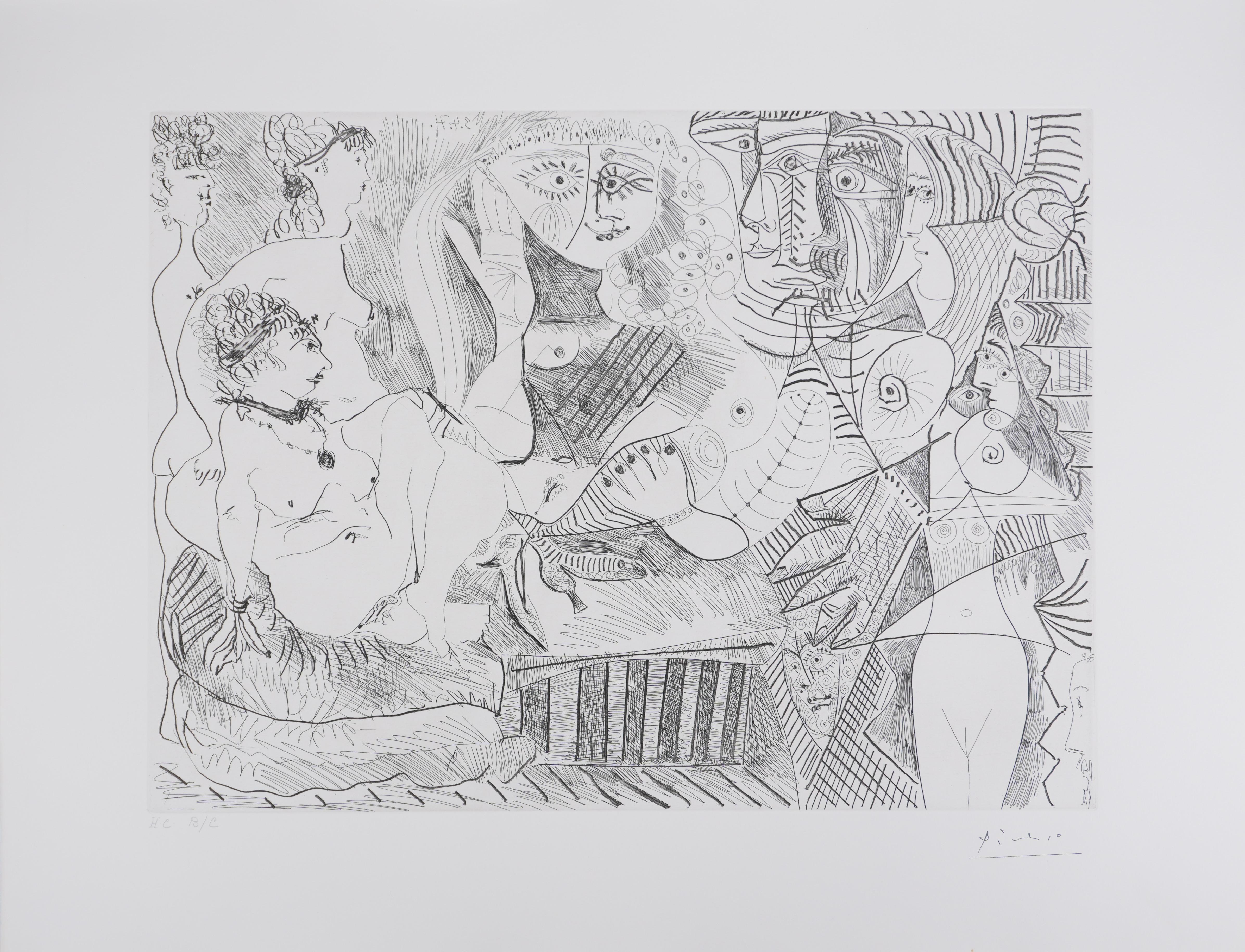 The 156, Girl Listening... - Original Etching, Signed (Baer #1972)