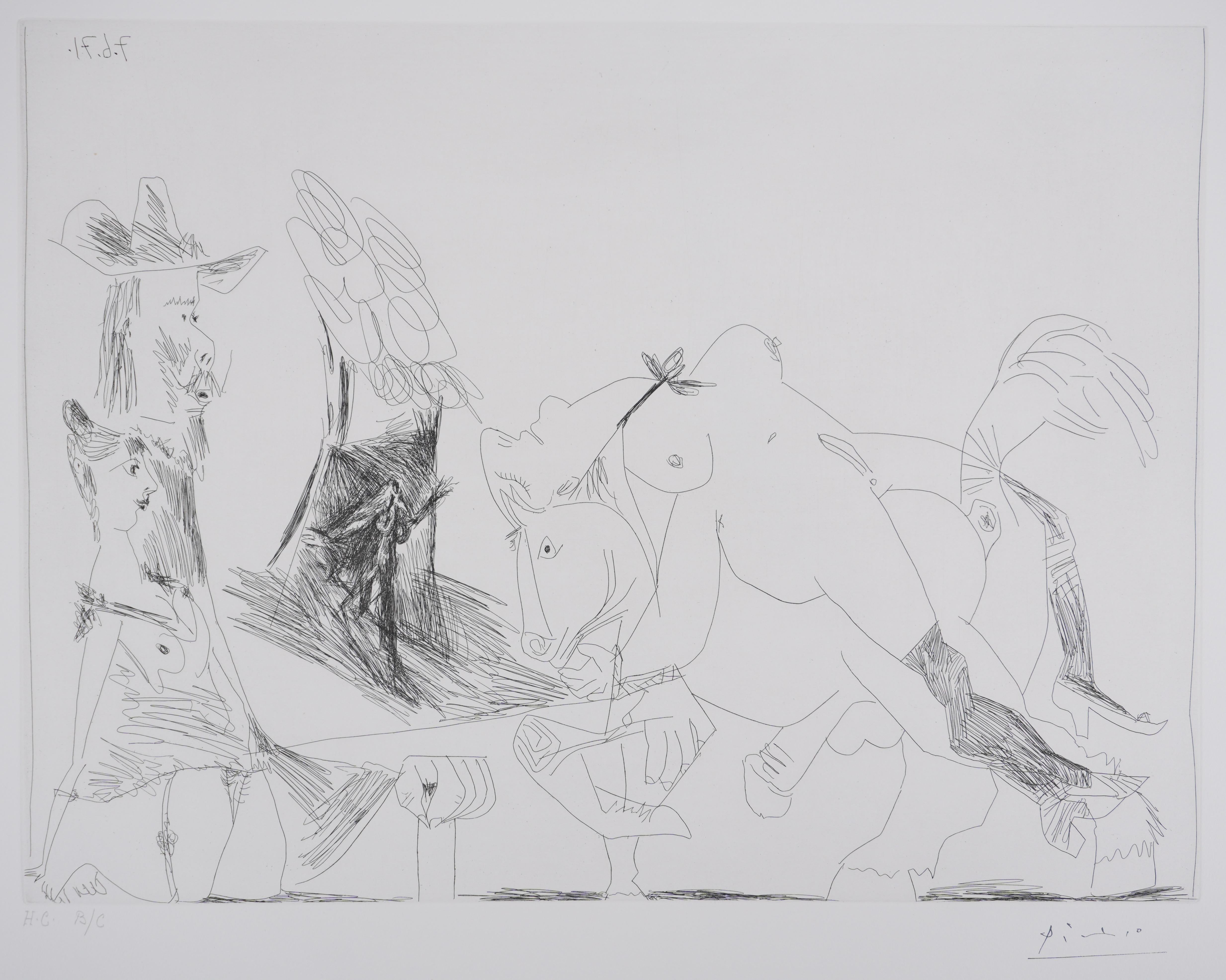 Die 156, Erinnerungen und Spanien - Original-Radierung, signiert (Baer #2012) (Kubismus), Print, von Pablo Picasso