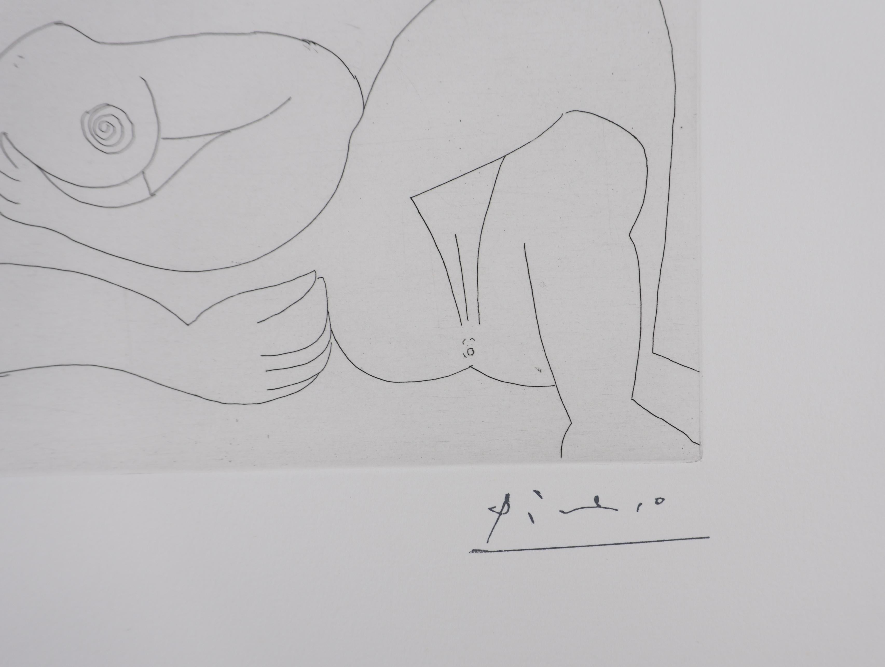 Pablo PICASSO (1881-1973)
Los 156, Odalisca con cojín (lámina 40), 1978

Grabado original (taller de Crommelynck)
Firmado con sello
Justificado HC B/C
Sobre vitela, 25 x 33 cm (c. 10 x 13 pulg.)

REFERENCIA:
- Catálogo razonado Bloch nº 1895
-