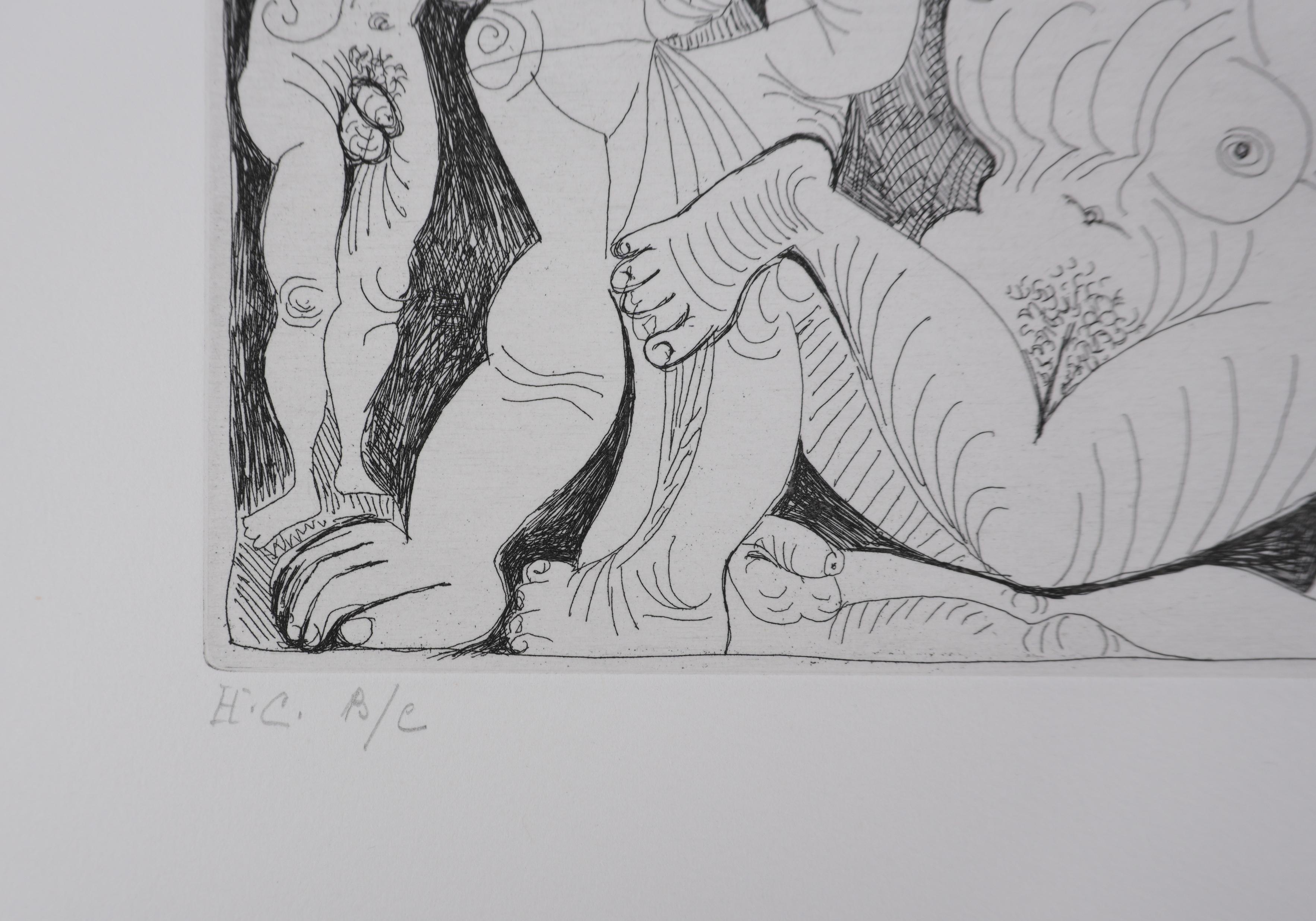 Le 156, le vieillard, la femme, l'athlète et le nain - Gravure originale, signée (Baer #1888) en vente 3