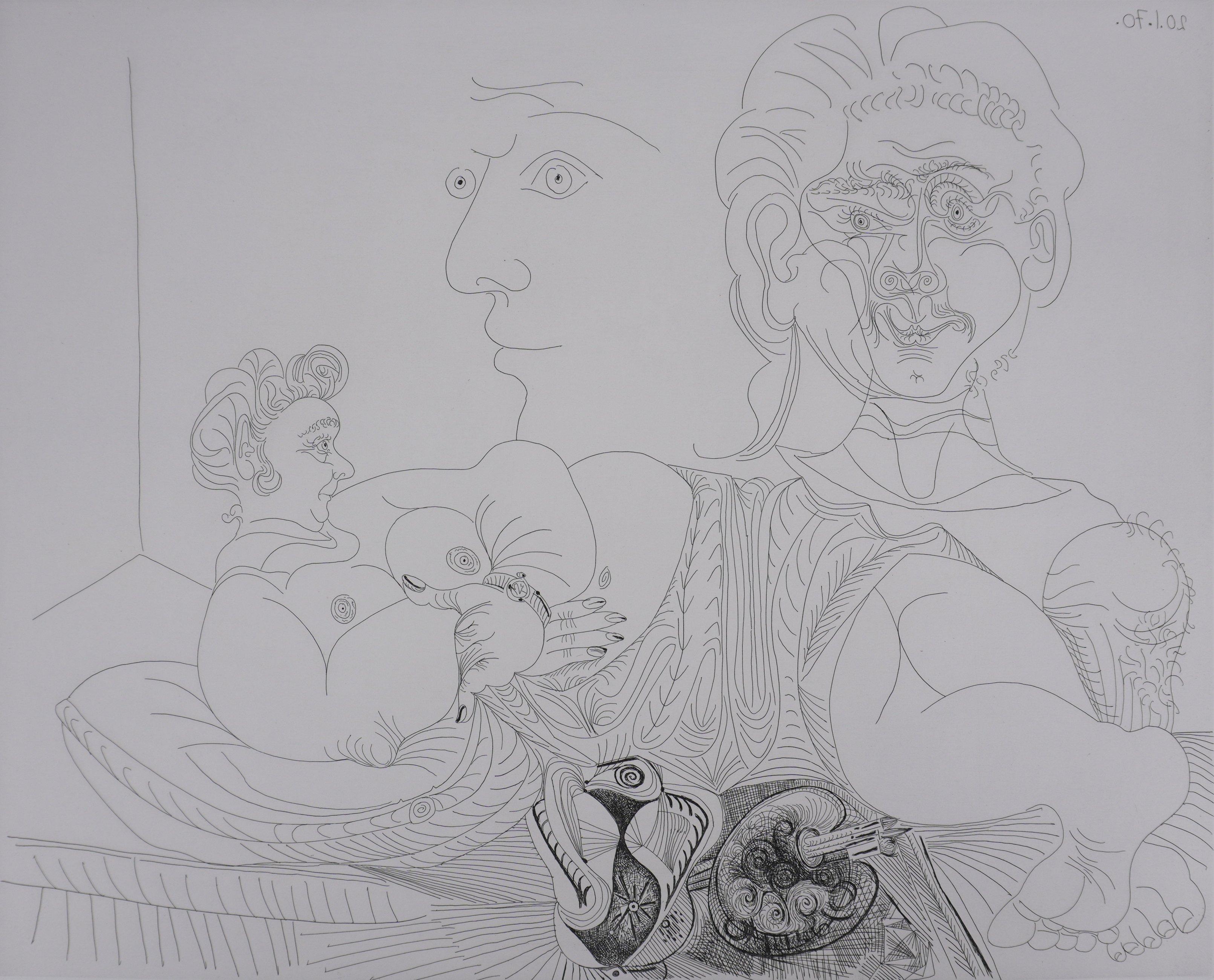 Die 156, Altes Modell für eine junge Odaliske - Original-Radierung, signiert (Baer #1864) (Kubismus), Print, von Pablo Picasso