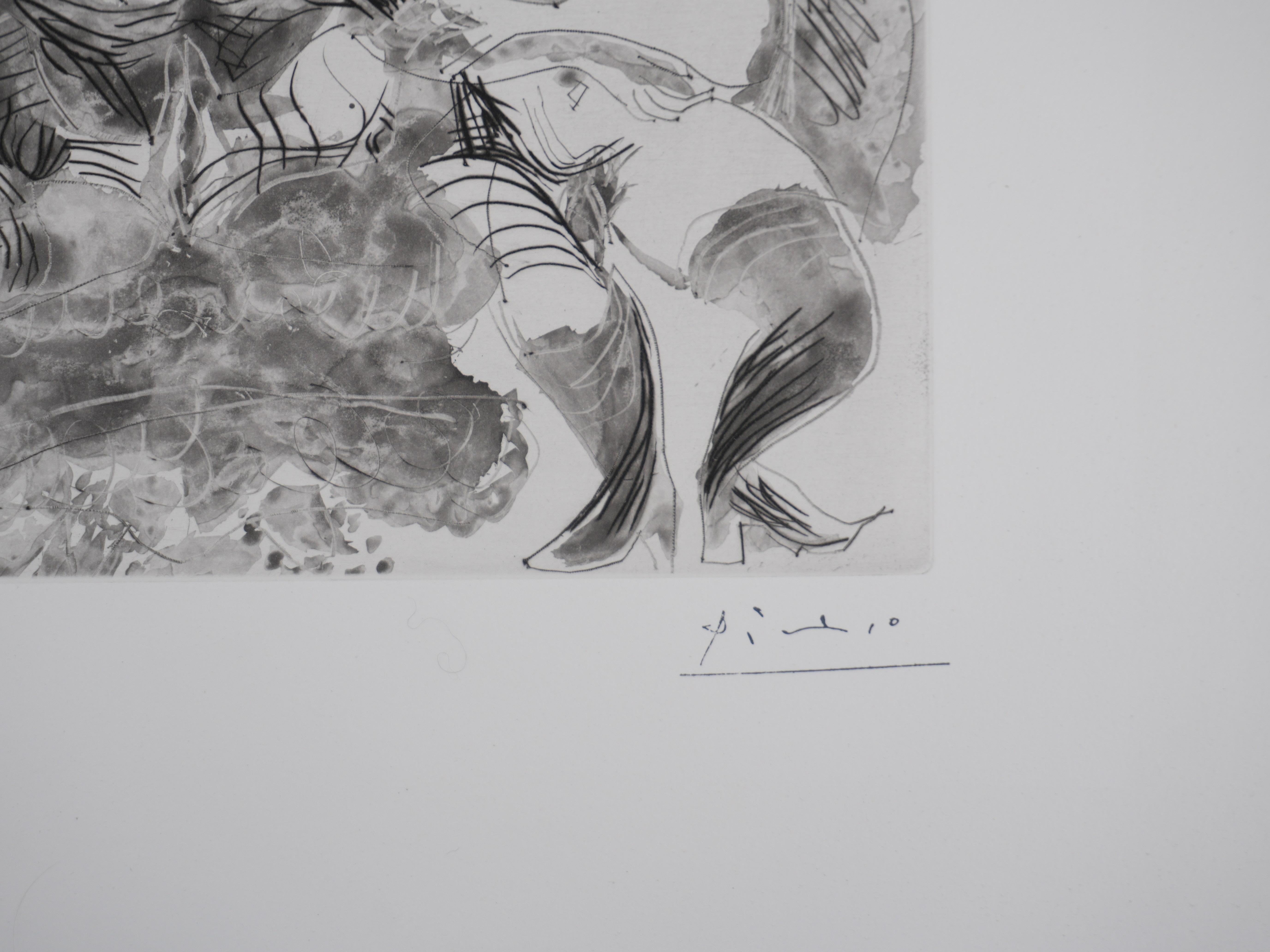 Le 156, le hibou et Dega - Gravure originale, signée (Baer #2017) - Print de Pablo Picasso