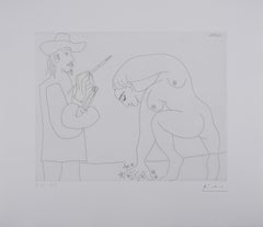 The 156, Painter and Woman with Flowers - Gravure originale, signée (Baer #1917)
