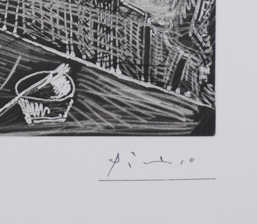Il 156, pittore con la sua tela - Acquaforte originale, firmata (Baer #2014) - Print di Pablo Picasso