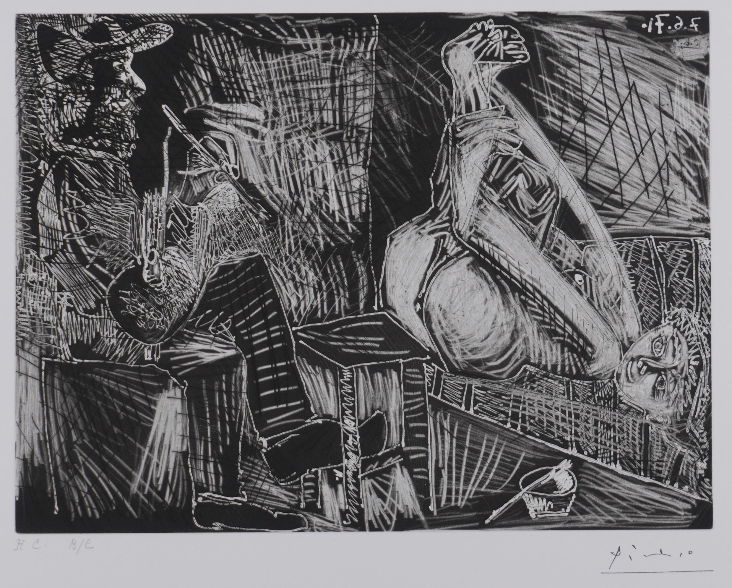 Il 156, pittore con la sua tela - Acquaforte originale, firmata (Baer #2014) - Print Cubismo di Pablo Picasso
