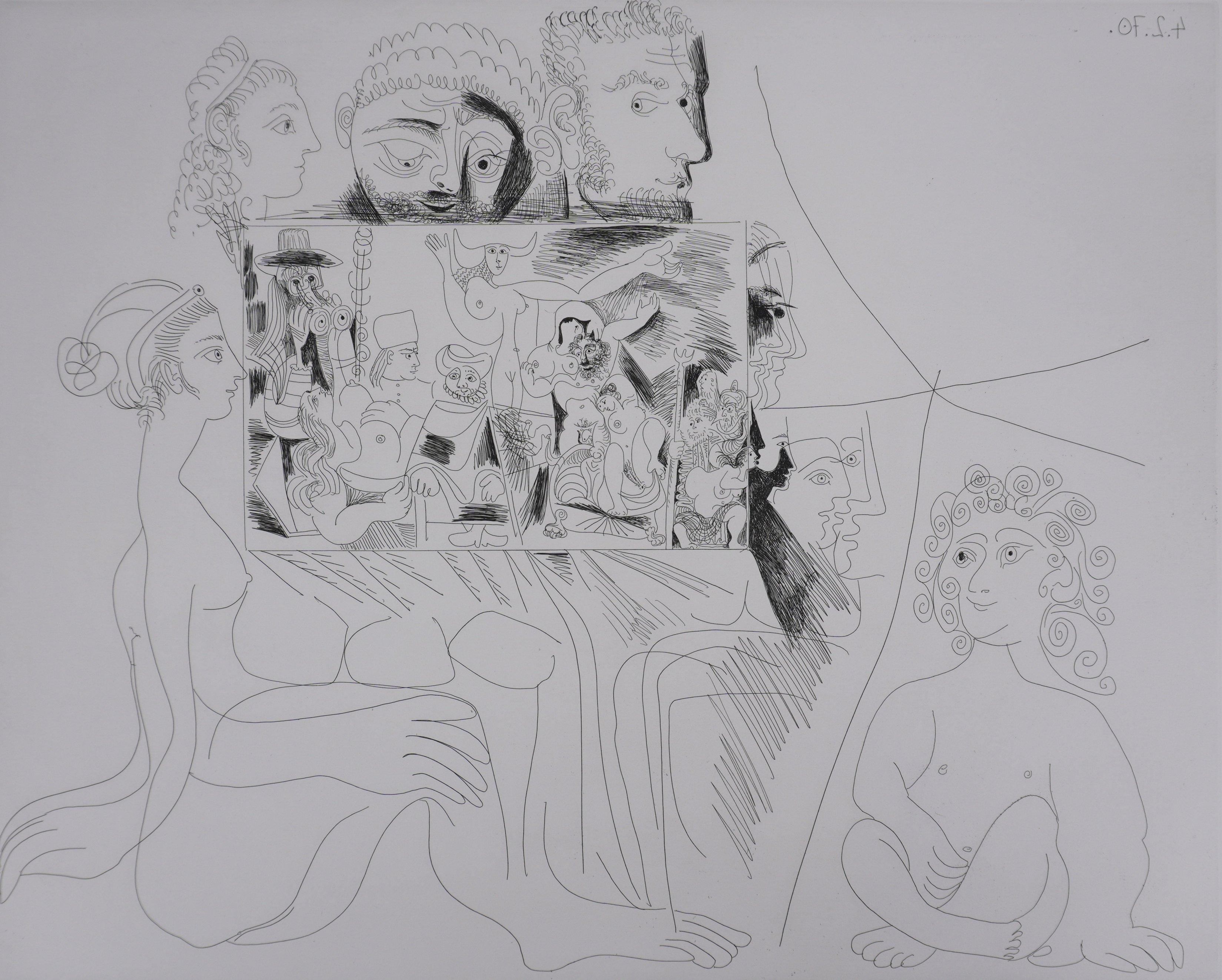 The 156, Painting : Riddle Selfportrait - Original Etching, Signed (Baer #1871) - Cubist Print by Pablo Picasso
