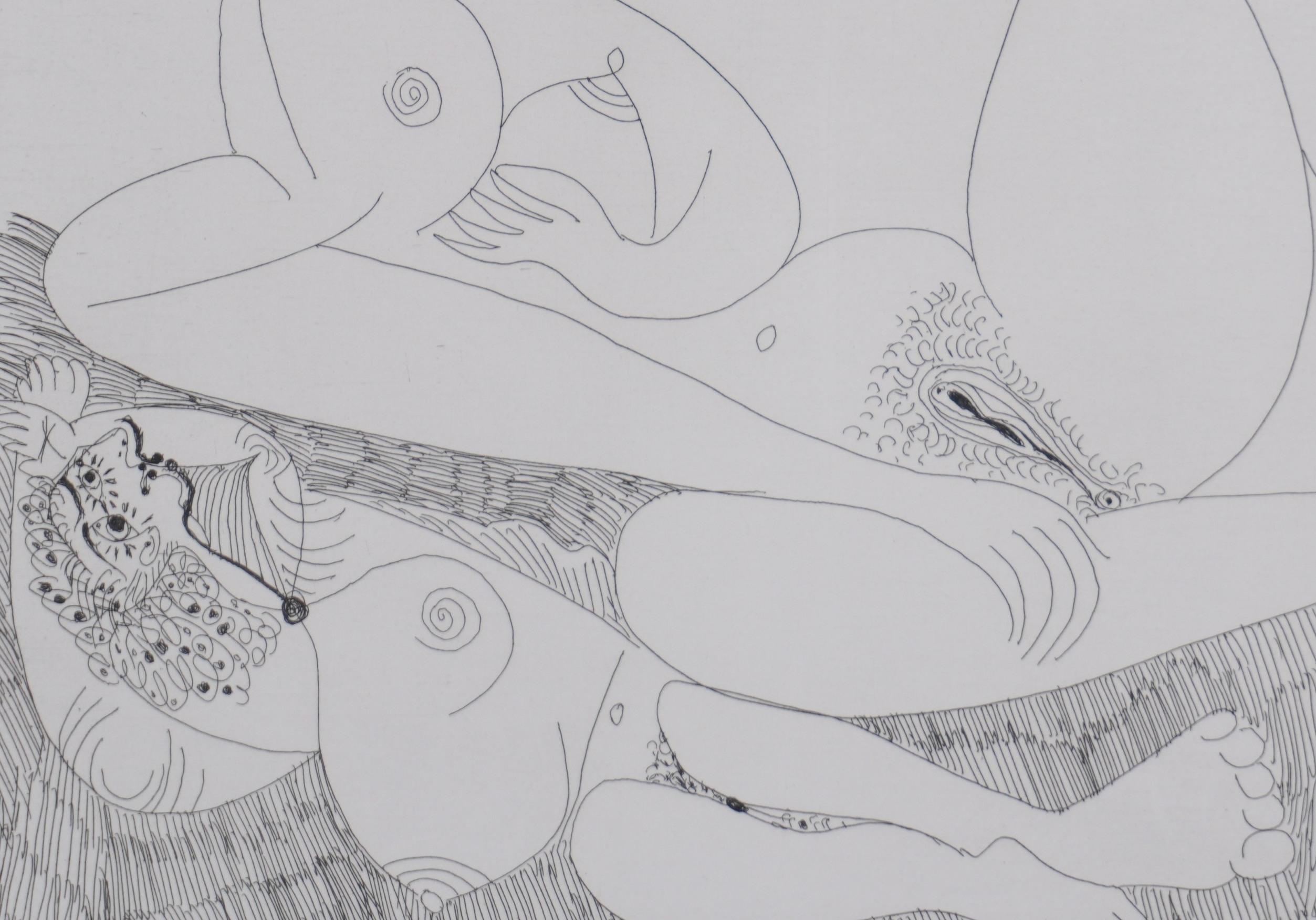 Pablo PICASSO (1881-1973)
Le 156, Repos, Deux filles nues (planche 97), 1978

Gravure originale (atelier de Crommelynck)
Signé avec le cachet
C.I.C. justifiée
Sur vellum, 36.5 x 45 cm (c. 14.37 x 17.71 in)

RÉFÉRENCE :
- Catalogue raisonné Bloch