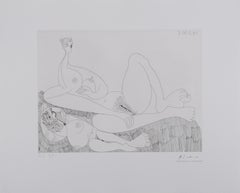 La 156, il riposo, due ragazze nude - Acquaforte originale, firmata (Baer #1962)