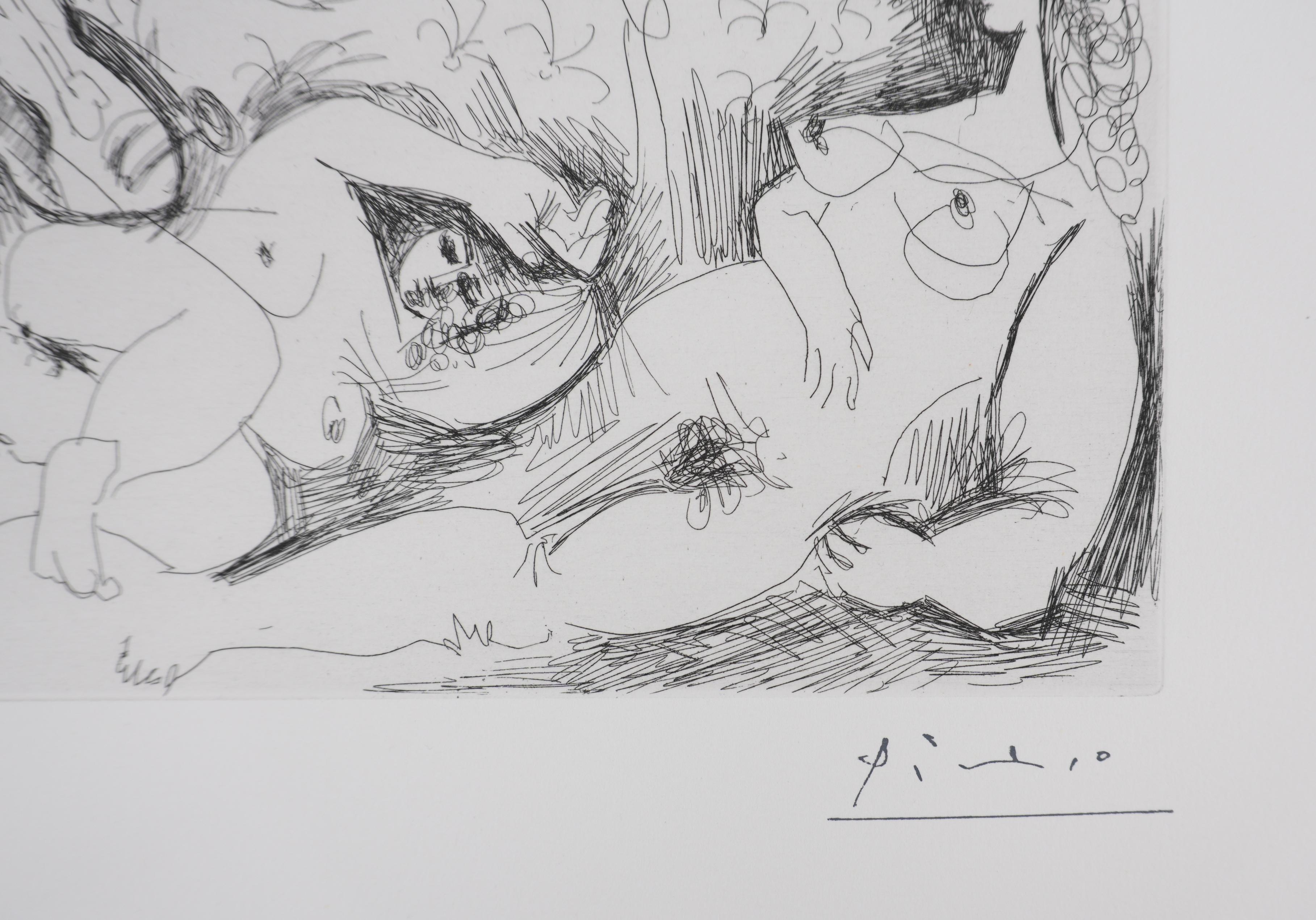 Los 156, Serenata en el burdel - Grabado original, firmado (Baer #1941B) - Print de Pablo Picasso