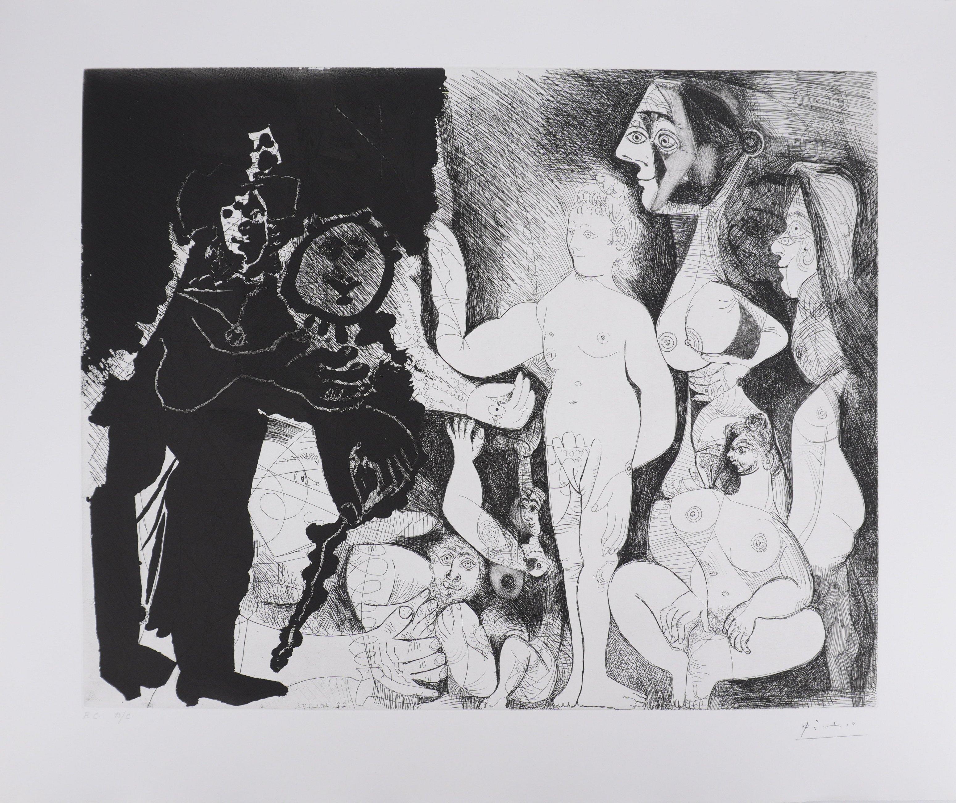 Pablo Picasso Portrait Print - The 156, Spectacle for a Couple - Original Etching, Signed (Baer #1875)