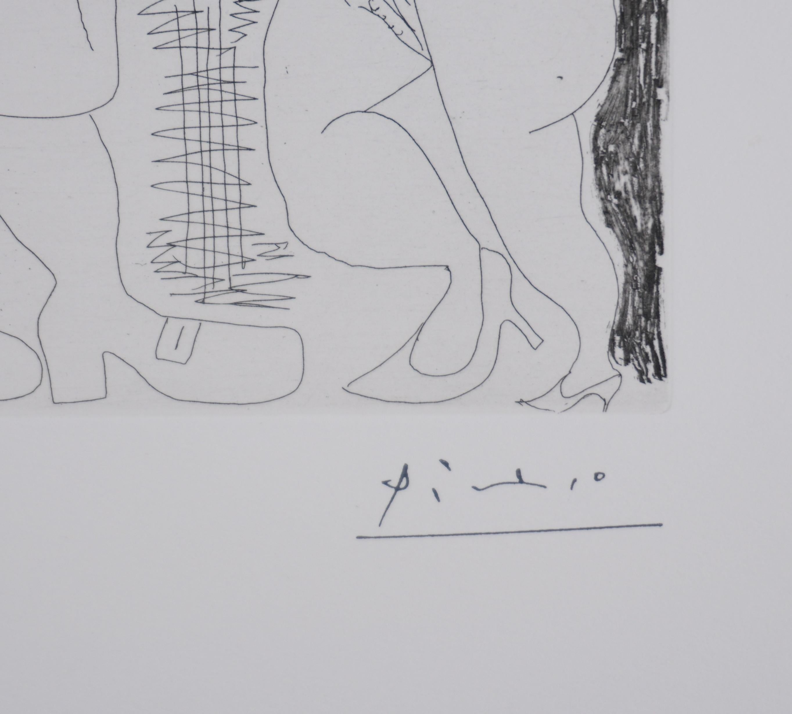 The 156, The Father and Son - Original Etching, Signed (Baer #1909) - Print by Pablo Picasso