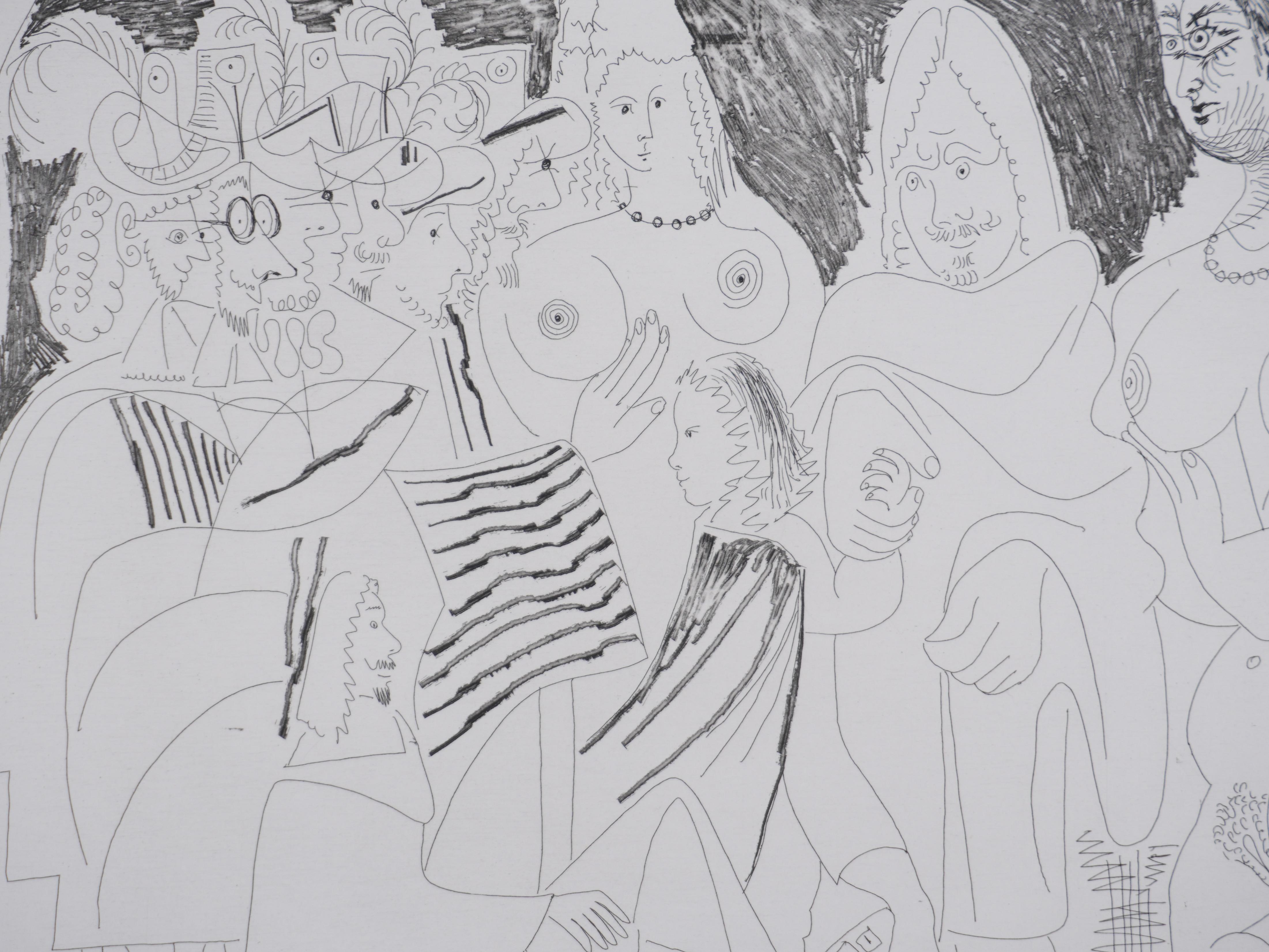 The 156, The Father and Son - Original Etching, Signed (Baer #1909) - Gray Portrait Print by Pablo Picasso
