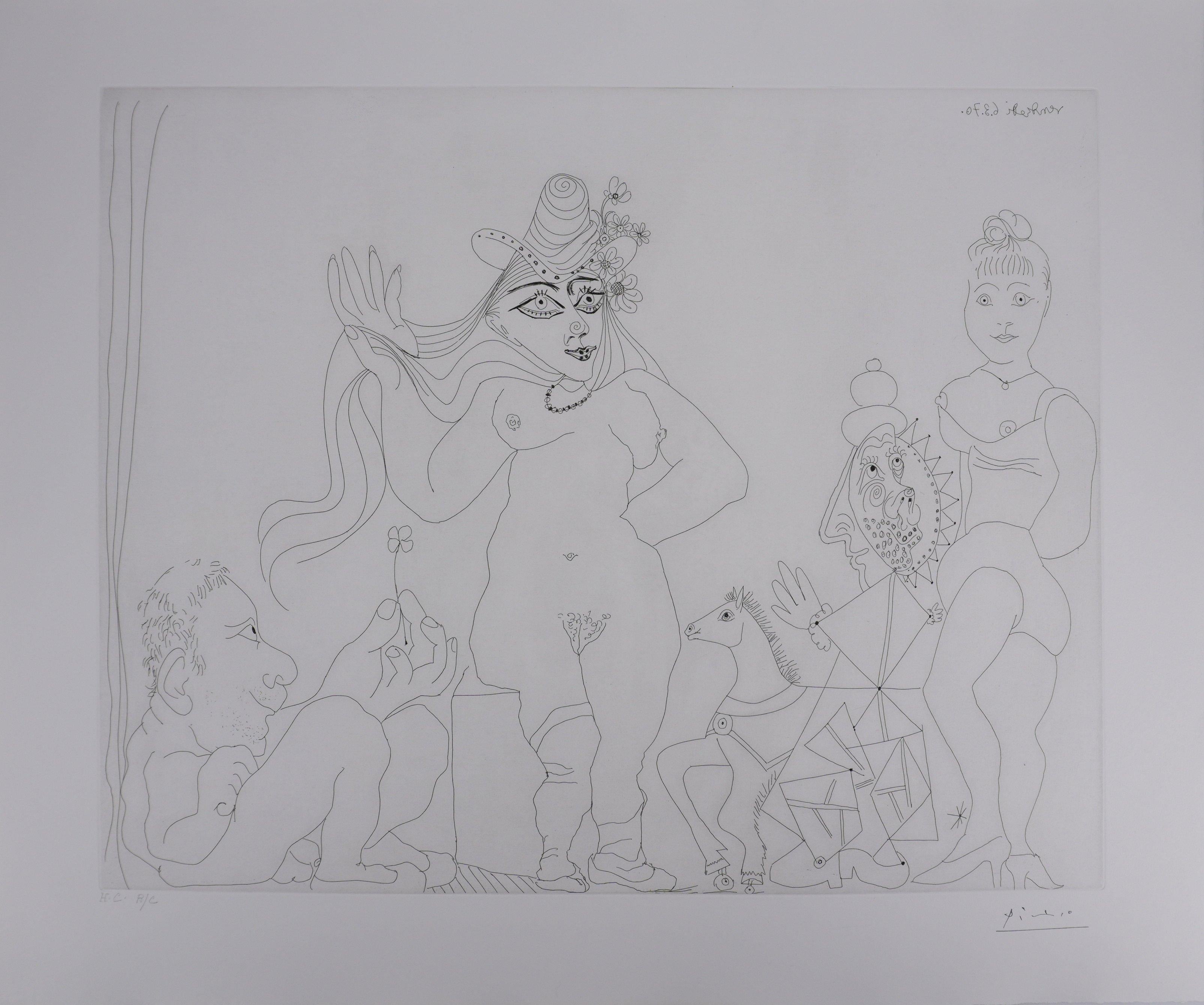 Pablo Picasso Portrait Print - The 156, The Four Leaf Clover - Original Etching, Signed (Baer #1878)