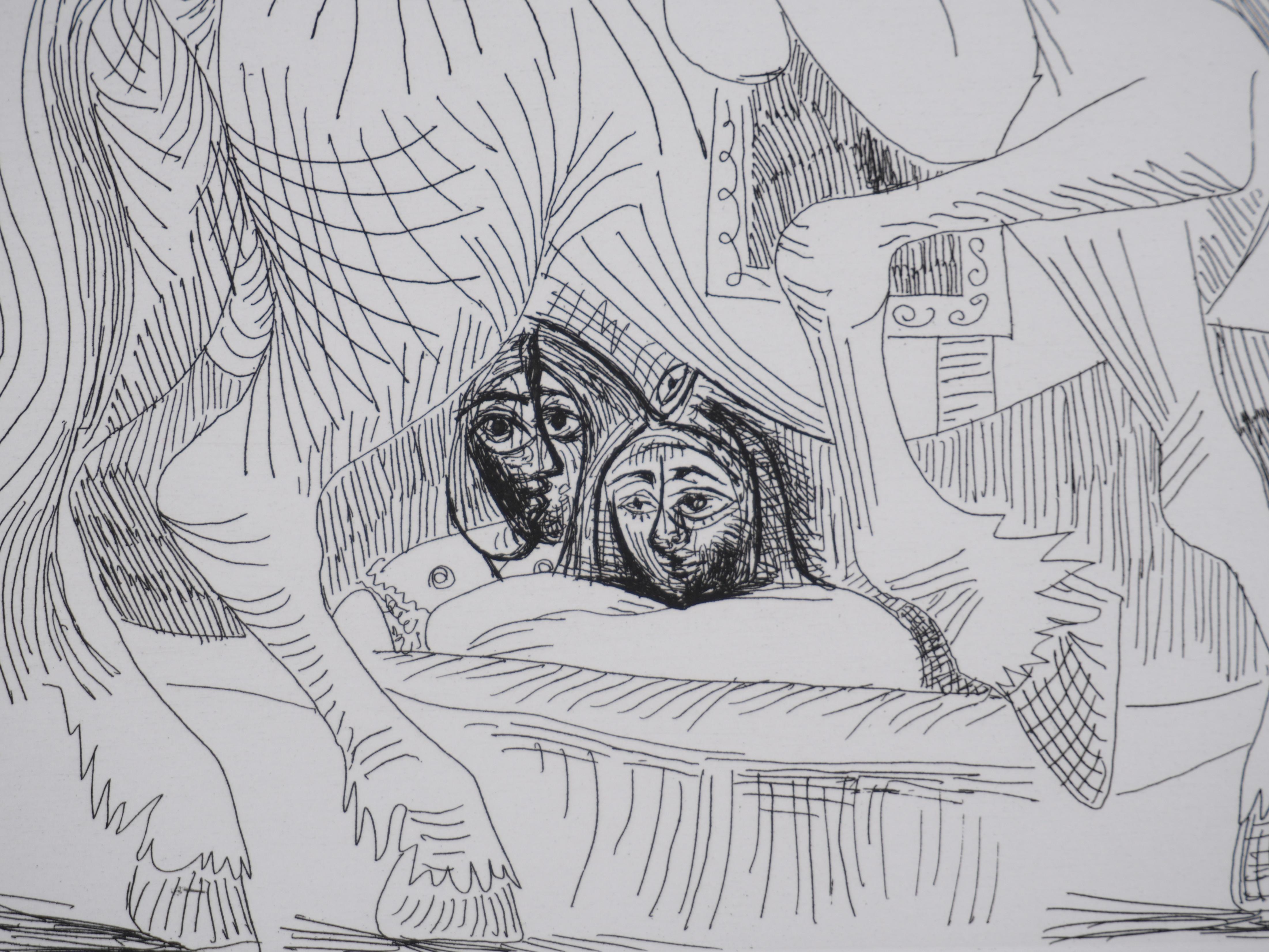 The 156, The Horsewoman at the Circus - Original Etching, Signed (Baer #1915) - Cubist Print by Pablo Picasso