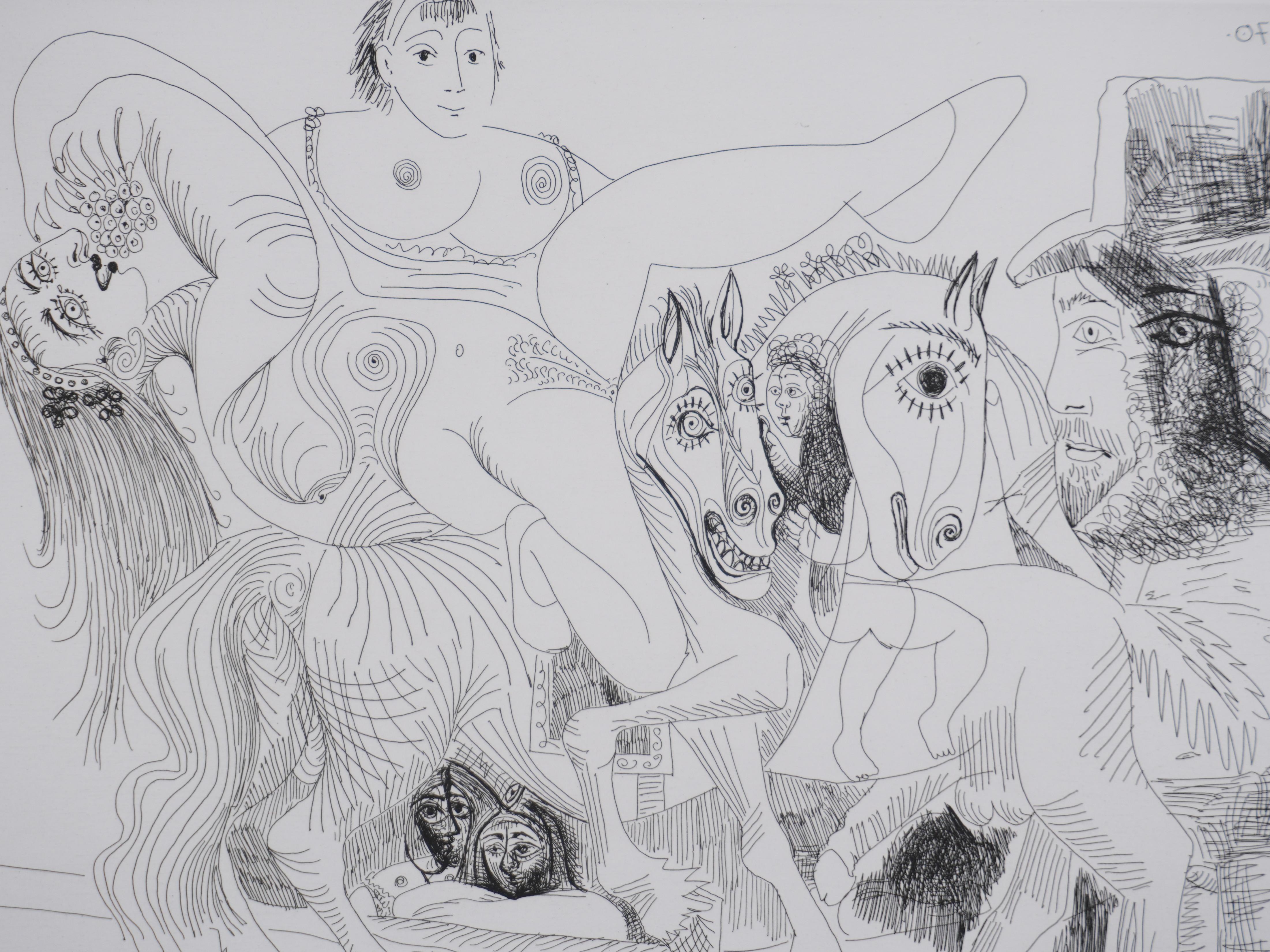 Pablo PICASSO (1881-1973)
The 156, The Horsewoman at the Circus (plate 54), 1978

Original etching (Crommelynck workshop)
Signed with stamp
Justified HC B/C
On vellum, 41.5 x 48 cm (c. 16.33 x 18.89 in)

REFERENCE:
- Catalogue raisonné Bloch #1908
-