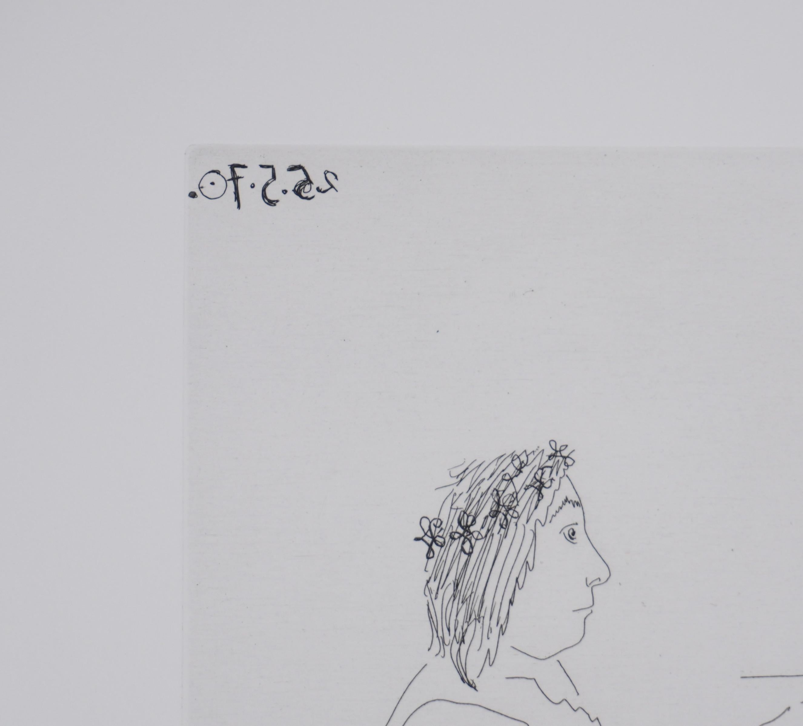 Los 156, el pintor y la mujer - Aguafuerte original, firmado (Baer #1918) en venta 3