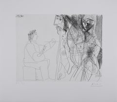 Los 156, el pintor y la mujer - Aguafuerte original, firmado (Baer #1918)