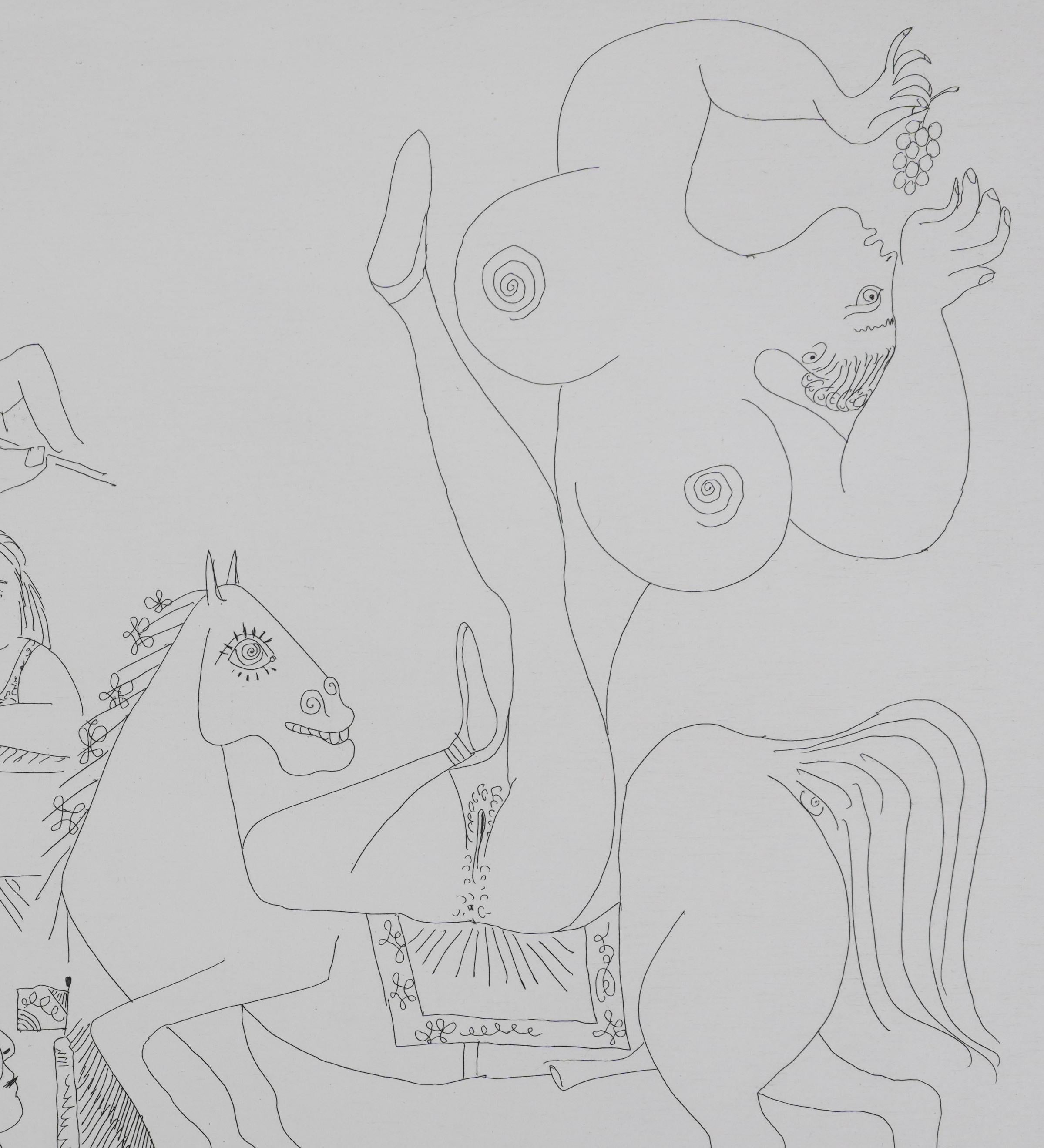 The 156, The Painter at the Circus - Original Etching, Signed (Baer #1916) - Gray Portrait Print by Pablo Picasso
