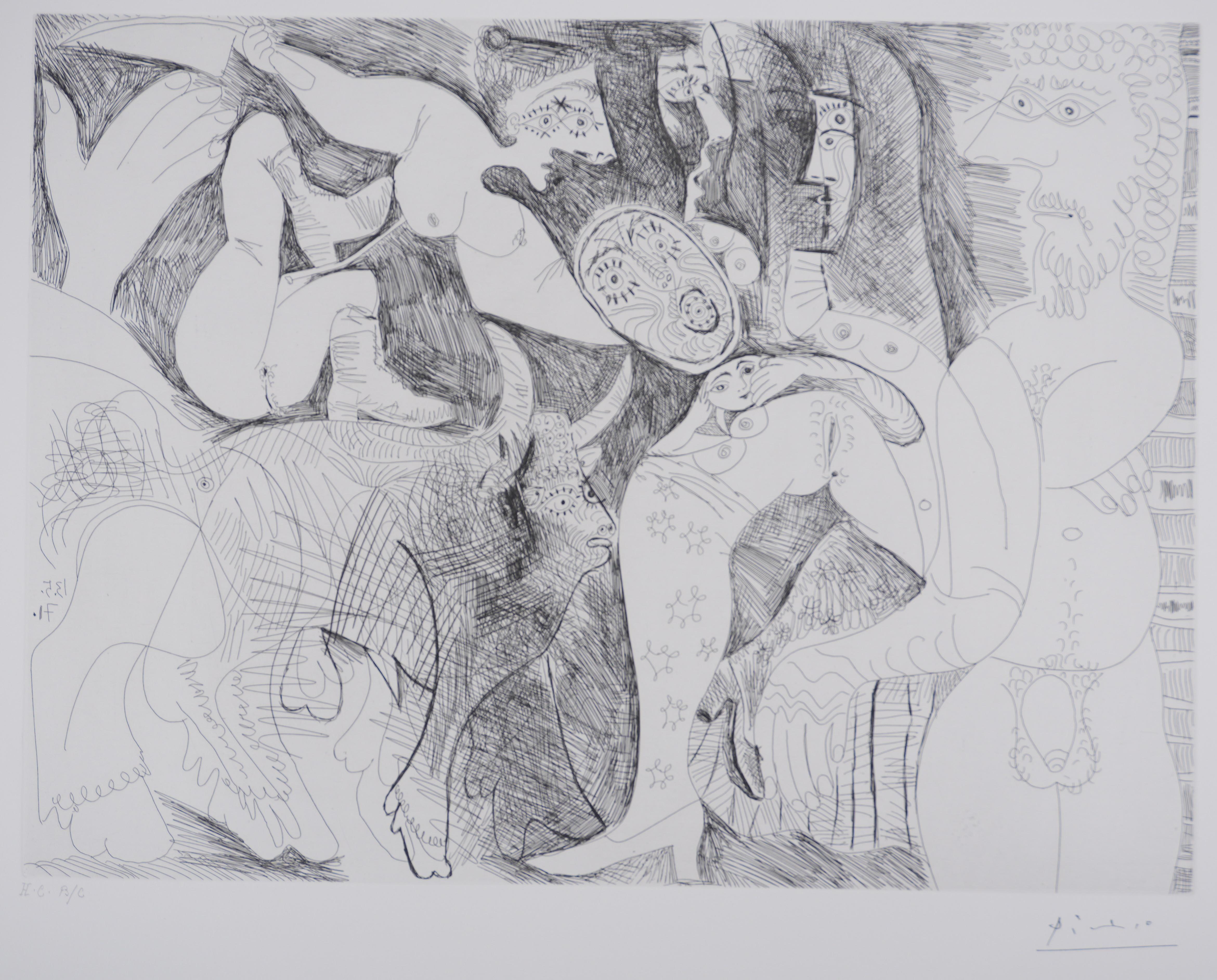 The 156, Time Passes - Original Etching, Signed (Baer #1990) - Cubist Print by Pablo Picasso