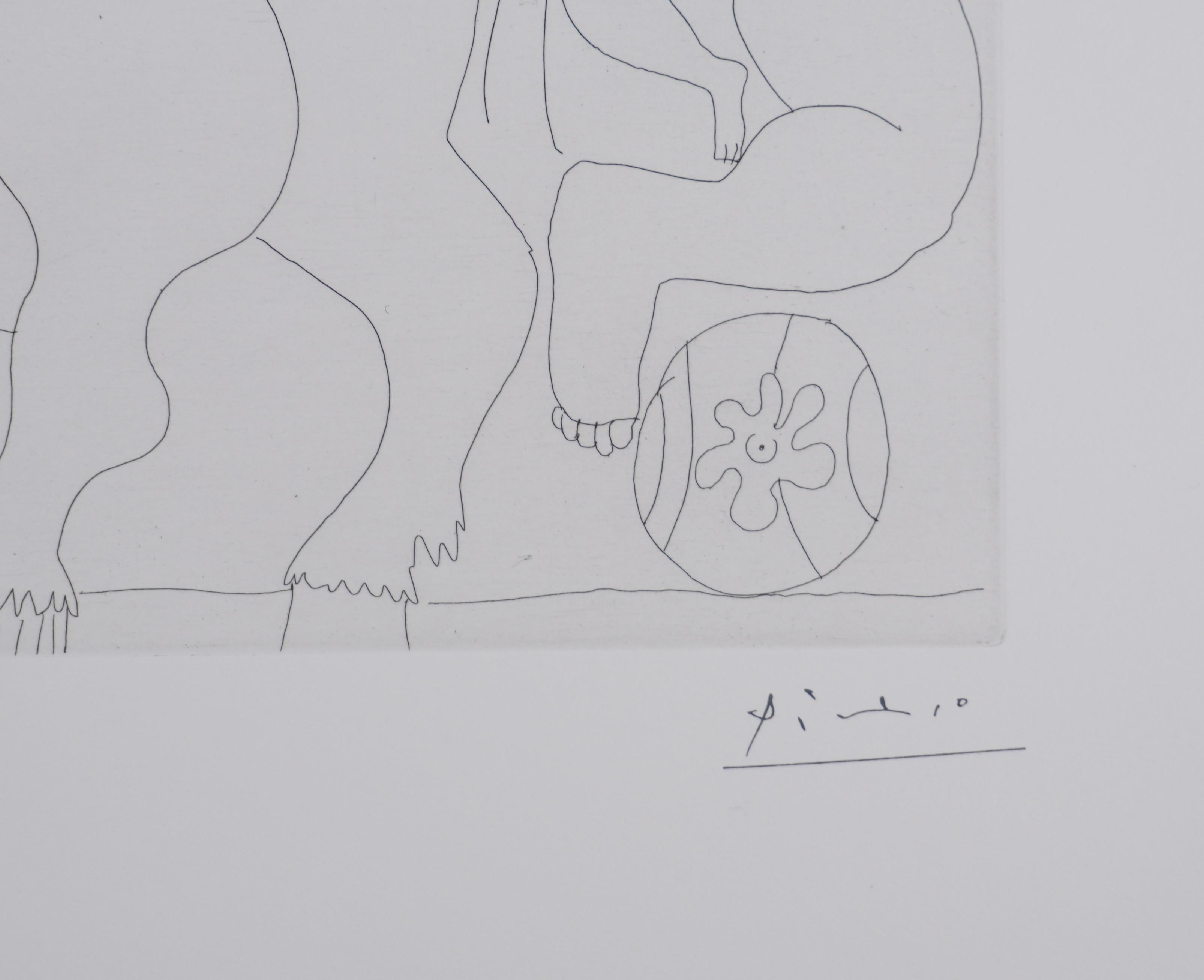 The 156, Winged Horsewoman and Acrobat - Gravure originale, signée (Baer #1911 ) - Print de Pablo Picasso