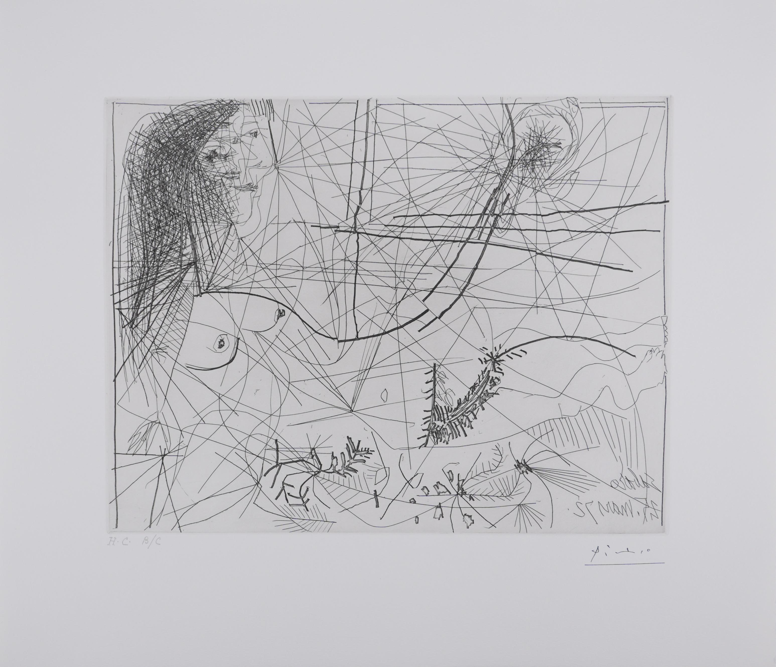 Pablo Picasso Nude Print - The 156, Woman in the Mirror - Original Etching, Signed (Baer #2023)
