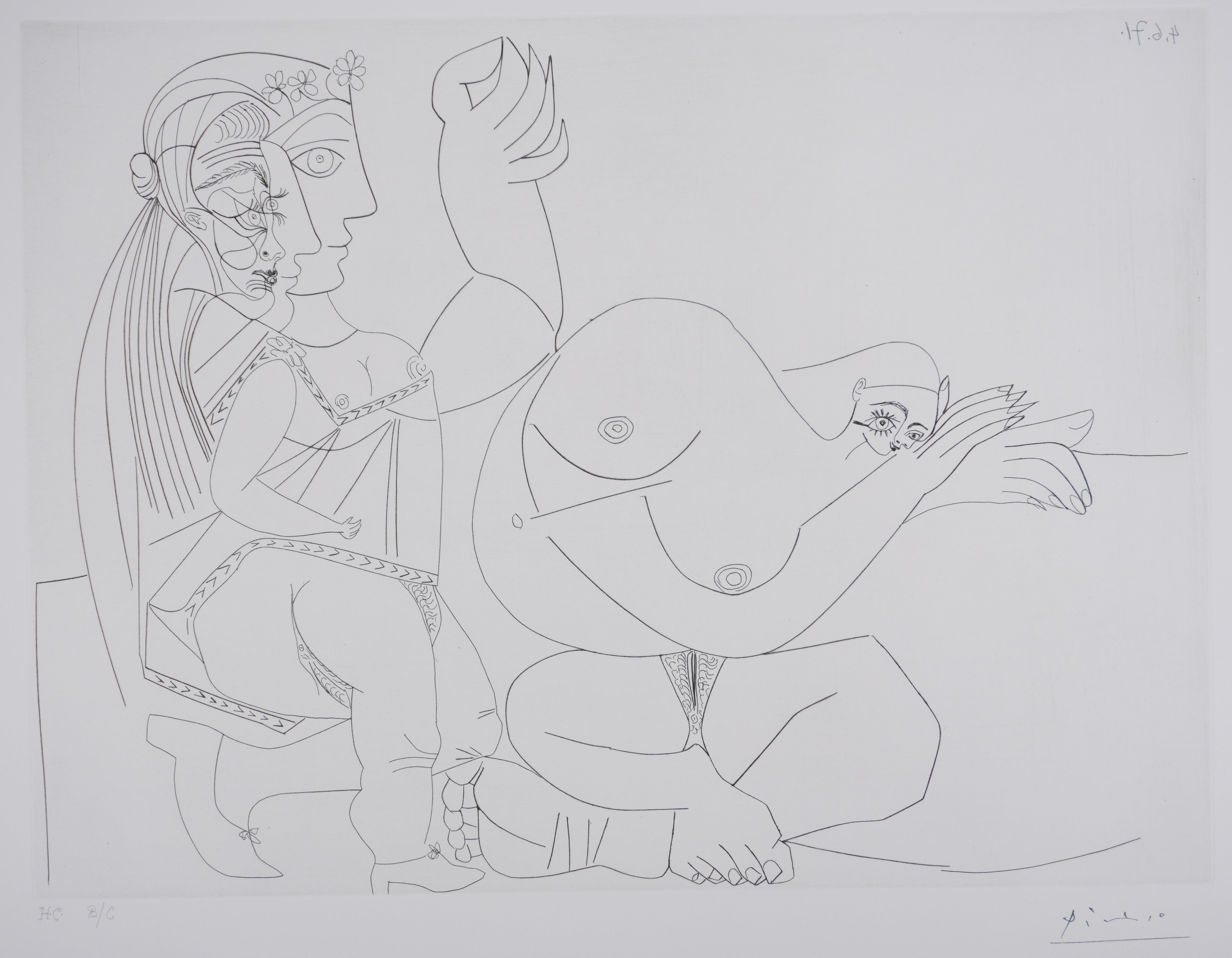 The 156, Woman with Three Profiles... - Original Etching, Signed (Baer #2006) - Cubist Print by Pablo Picasso